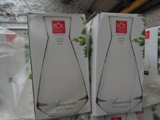 2 x 180cl RCR Glass Carafes. New & Boxed