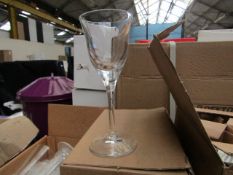 12 x Long Stem Sherry Glasses. Unsued & Boxed