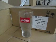 Box of 12 Thwaites Pint Glasses, all new.