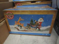 2 x Lumineo Santa Ornaments with Sleigh. Boxed but unchecked