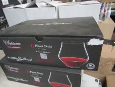 Set of 6 Luigi Bormioli Pinot Noir 45cl Glasses. New 7 Boxed