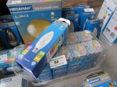 8x Megaman LED dimmable candle bulb, new and boxed. 15,000Hrs / B22 / 220 Lumens