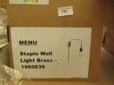 | 1X | MENU STAPLE WALL LIGHT IN BRASS | RRP £200 | LOOK UNUSED | NO GUARANTEE |