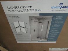 Splash Panel 2 sided shower wall kit in SANDSTONE, new and boxed, the kit contains 2 1200x1200 top