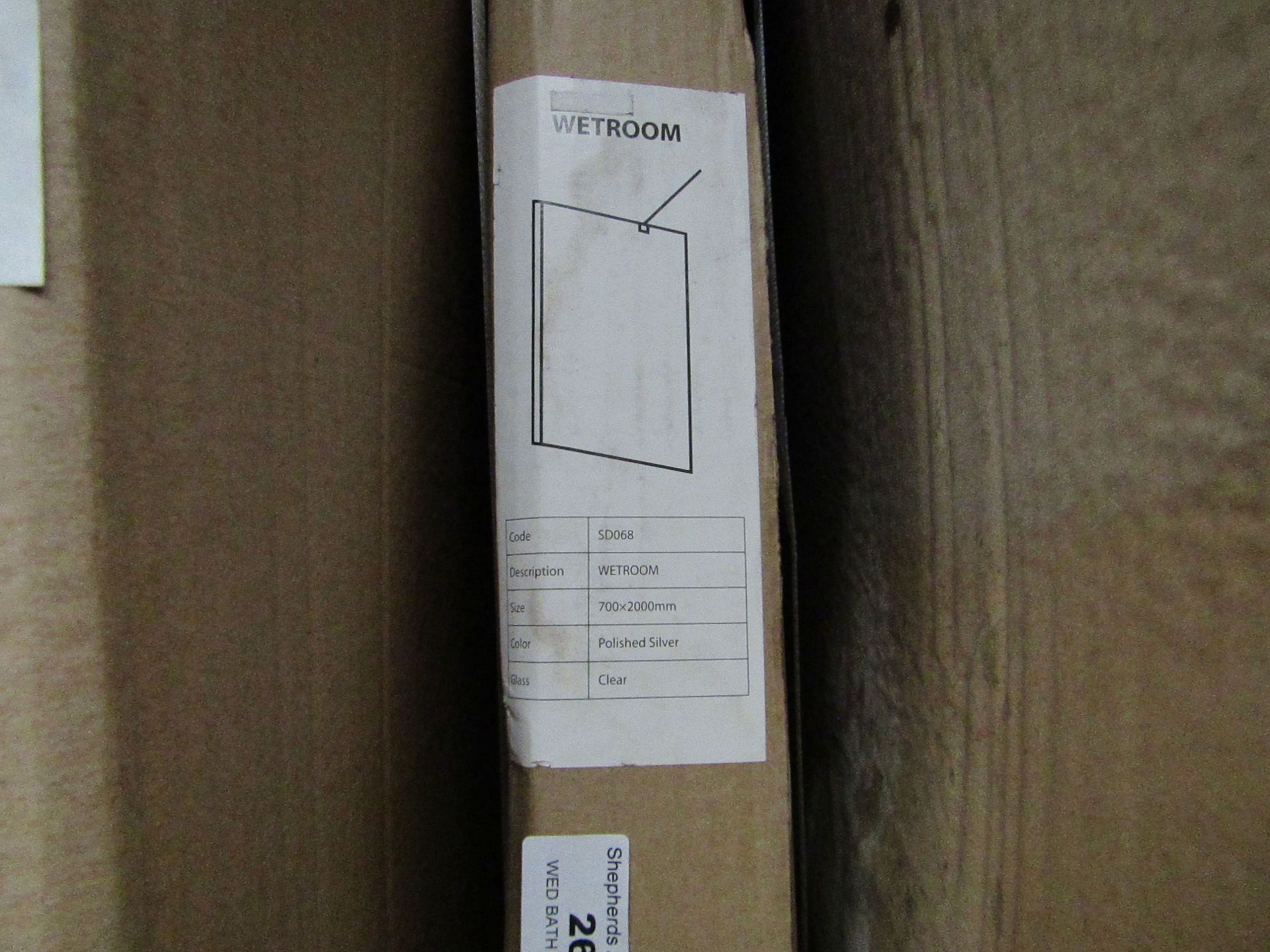 Wetroom 700 x 2000mm deflector, new and boxed. SD068