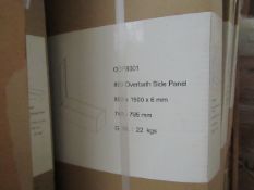 800 Overbath side panel, 800 x 1500 x 6mm, new and boxed. OSP8001