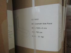 800 Overbath side panel, 800 x 1500 x 6mm, new and boxed. OSP8001