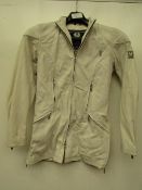 Ladies Belstaff Orion White leather Jacket, size 42 has a poen mark on the back