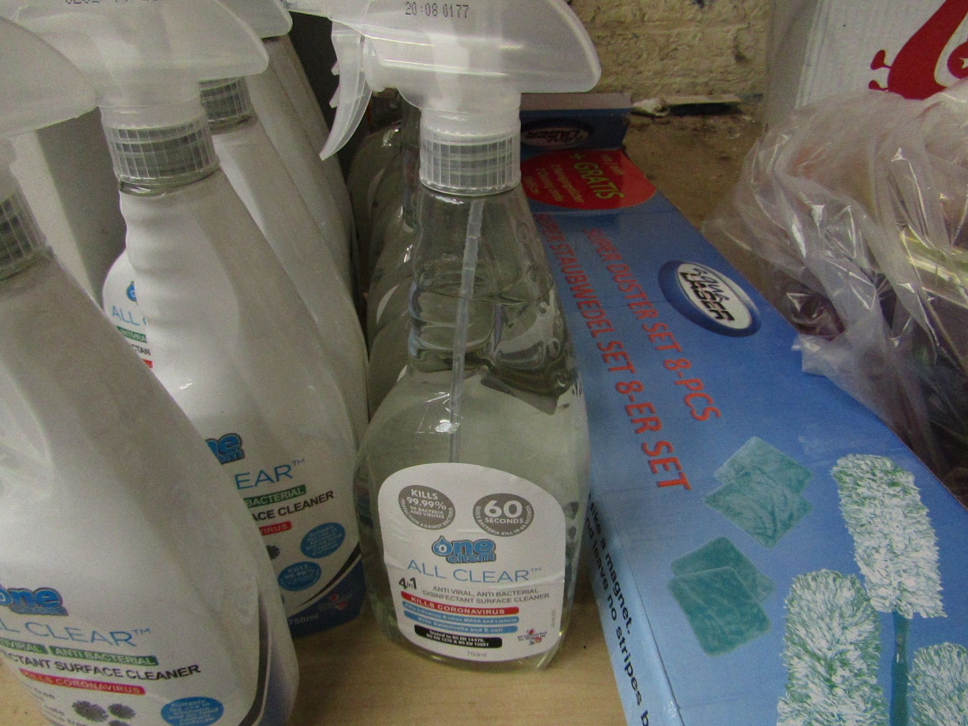 6x 750ml Spray Bottles of One chem All clear 4 in 1 surface spray, says kills coronavirus, some