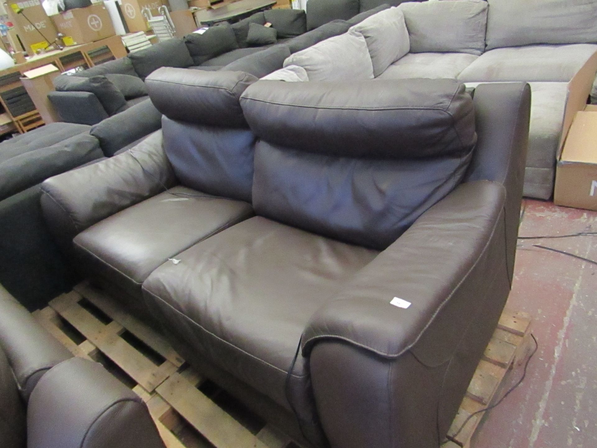 Calia 2 seater electric leather reclining sofa, unchecked