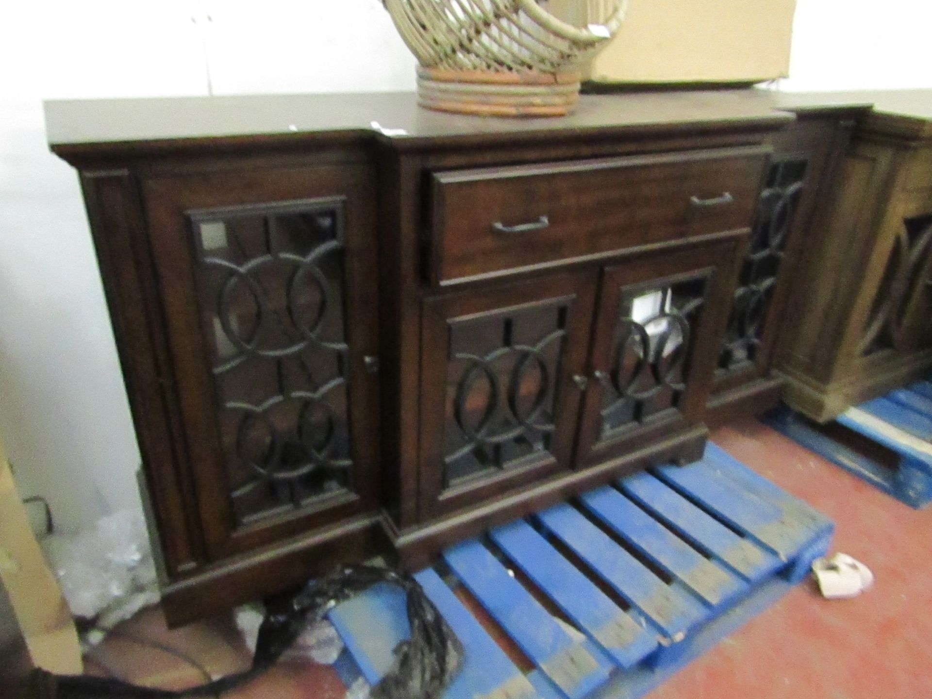 Bayside Tv console unit, has scratches on it.