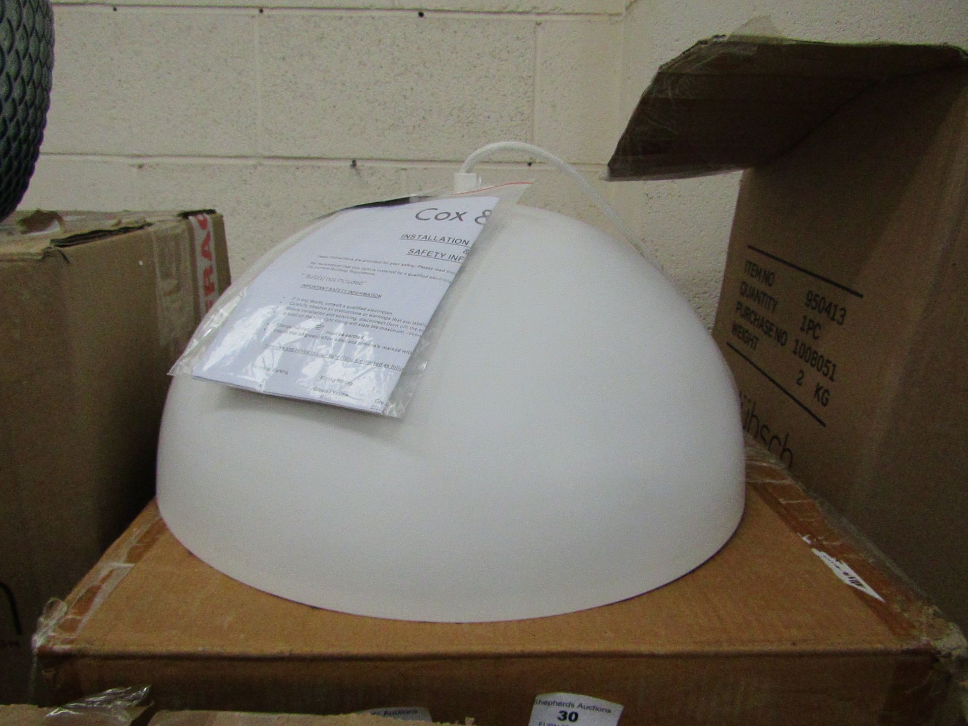 | 1x | COX AND COX CREAM CEILING PENDANT LIGHT | DOESN'T APPEAR TO BE ANY MAJOR DAMAGE, WITH BOX |