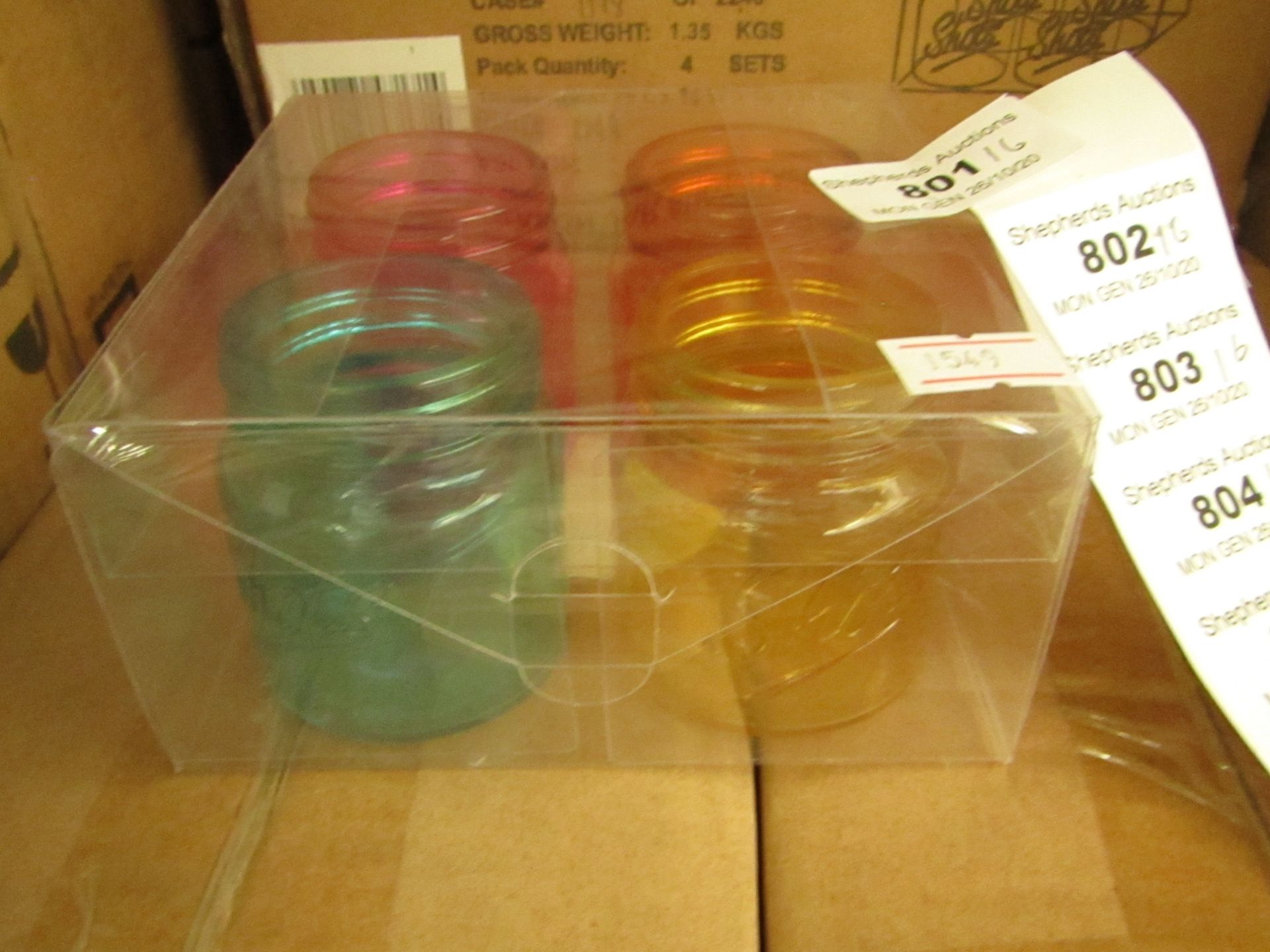 Box of 16 Mason Jar Shot Glasses - All New Packaged & Boxed.