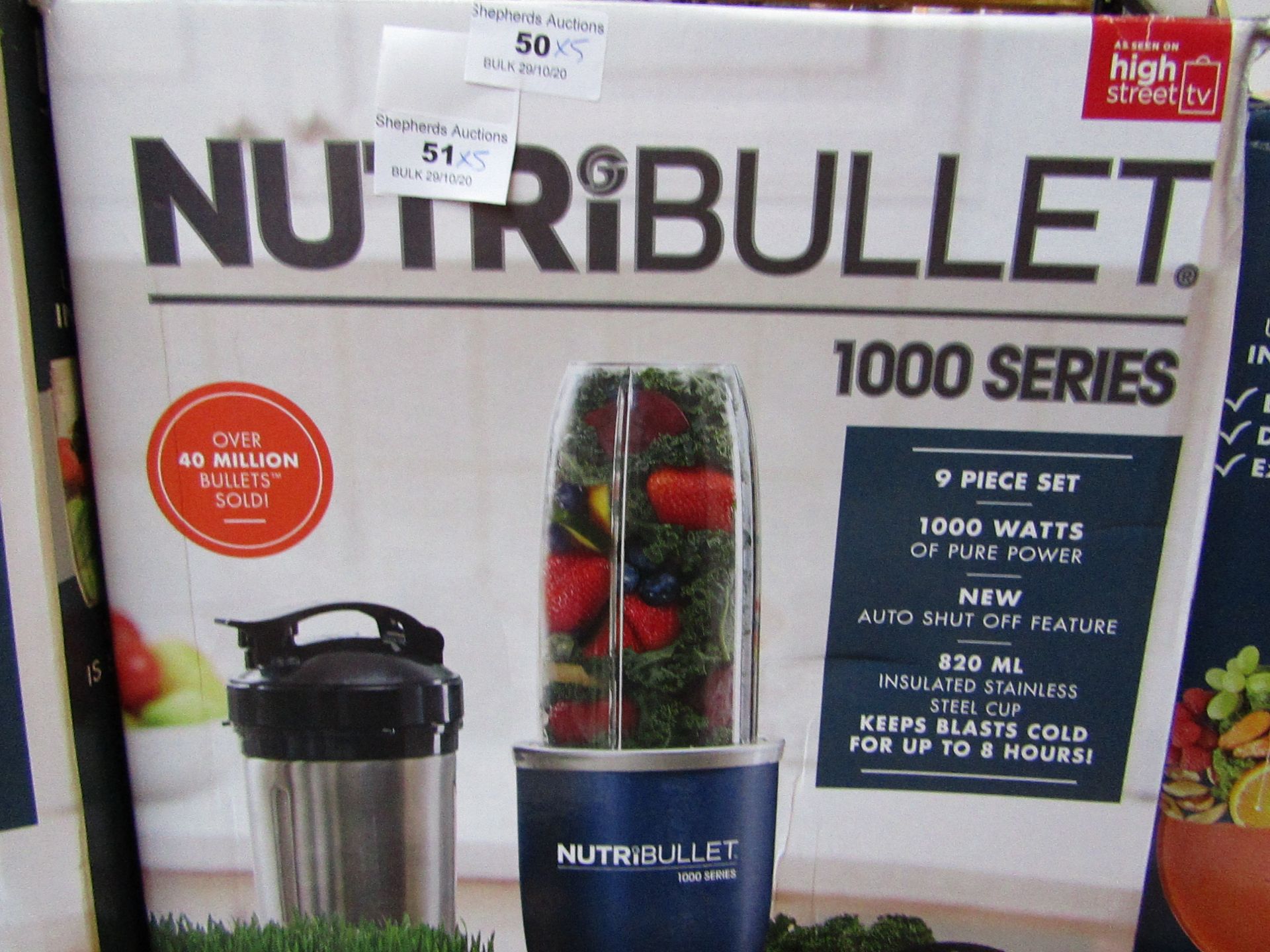 | 5X | NUTRI BULLET 1000 SERIES | UNCHECKED AND BOXED | NO ONLINE RE SALE | SKU C5060191464734 | RRP