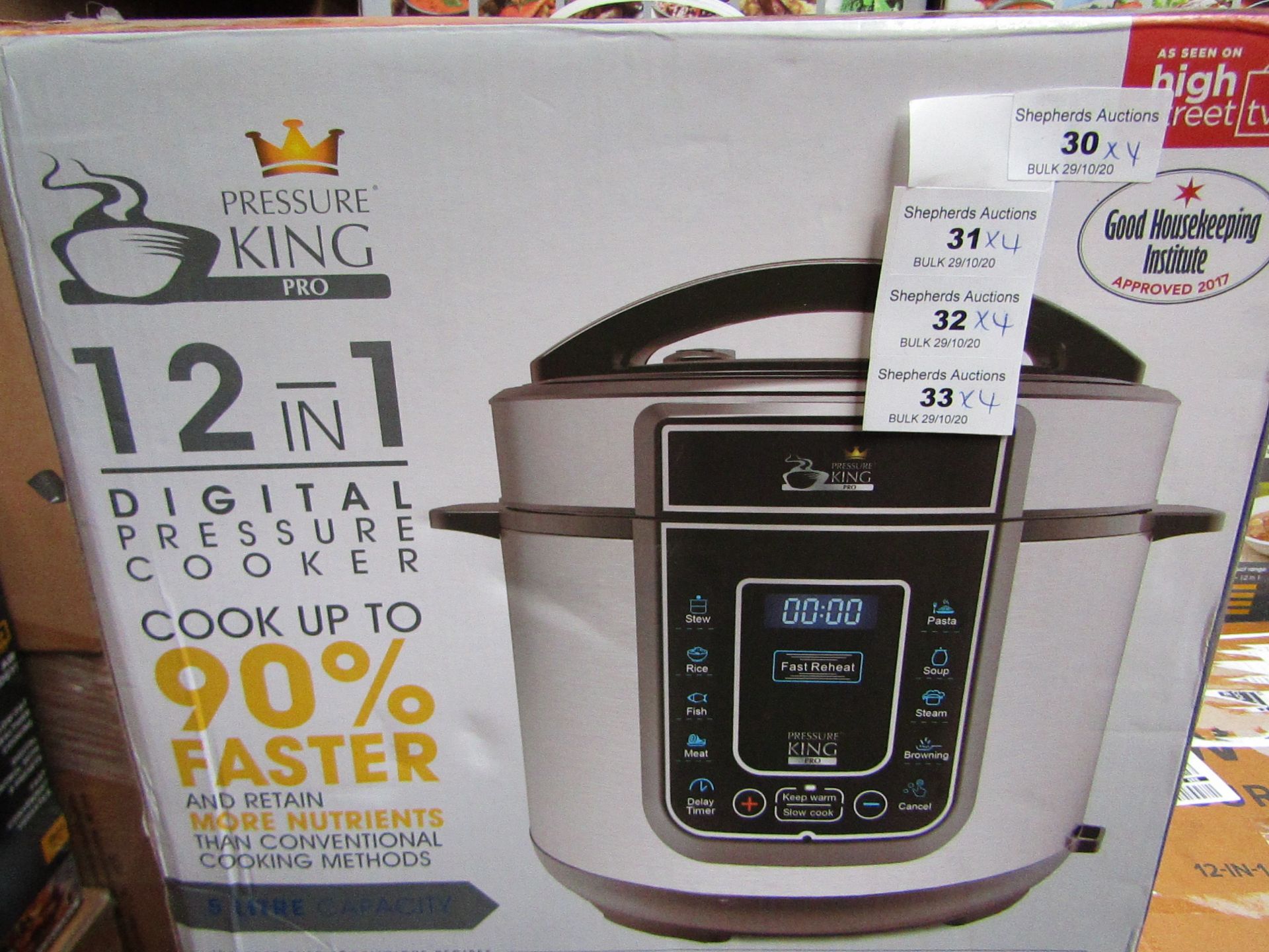 | 4X | PRESSURE KING PRO 12 IN 1 5LTR PRESSURE COOKER | UNCHECKED AND BOXED SOME MAY BE IN NON