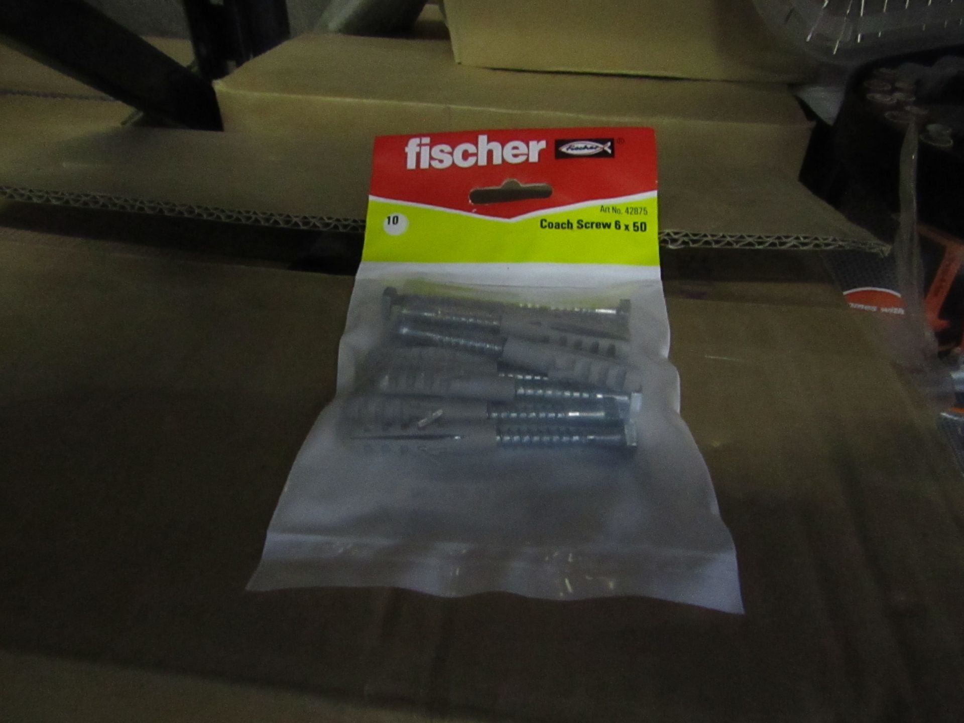 10x Fischer - Coach Screw 6 x 50 (Packs of 10) - New & Packaged.