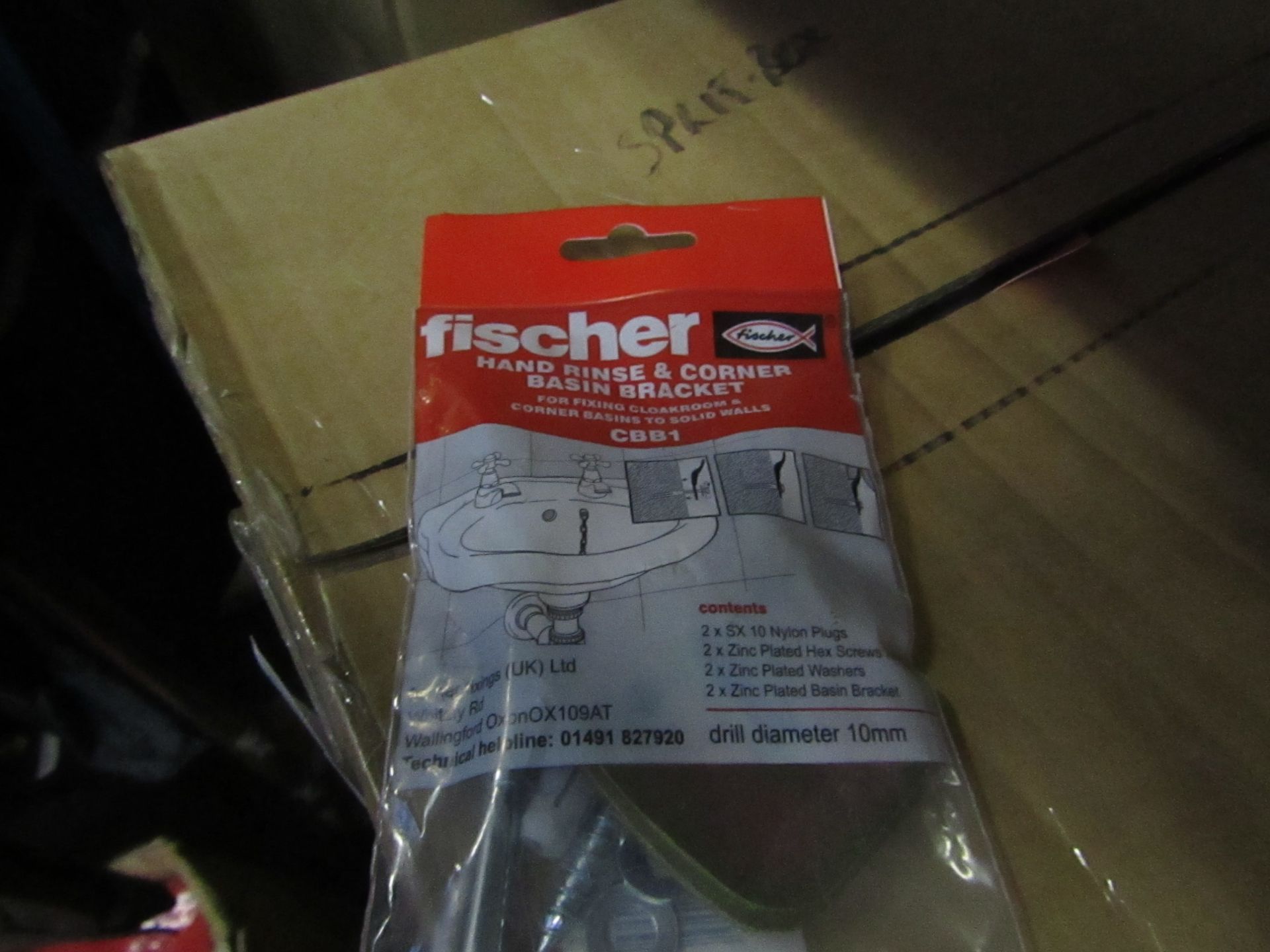 10x Fischer - Hand Rinse & Corner Basin Bracket Drill Diameter 10mm - New & Packaged.