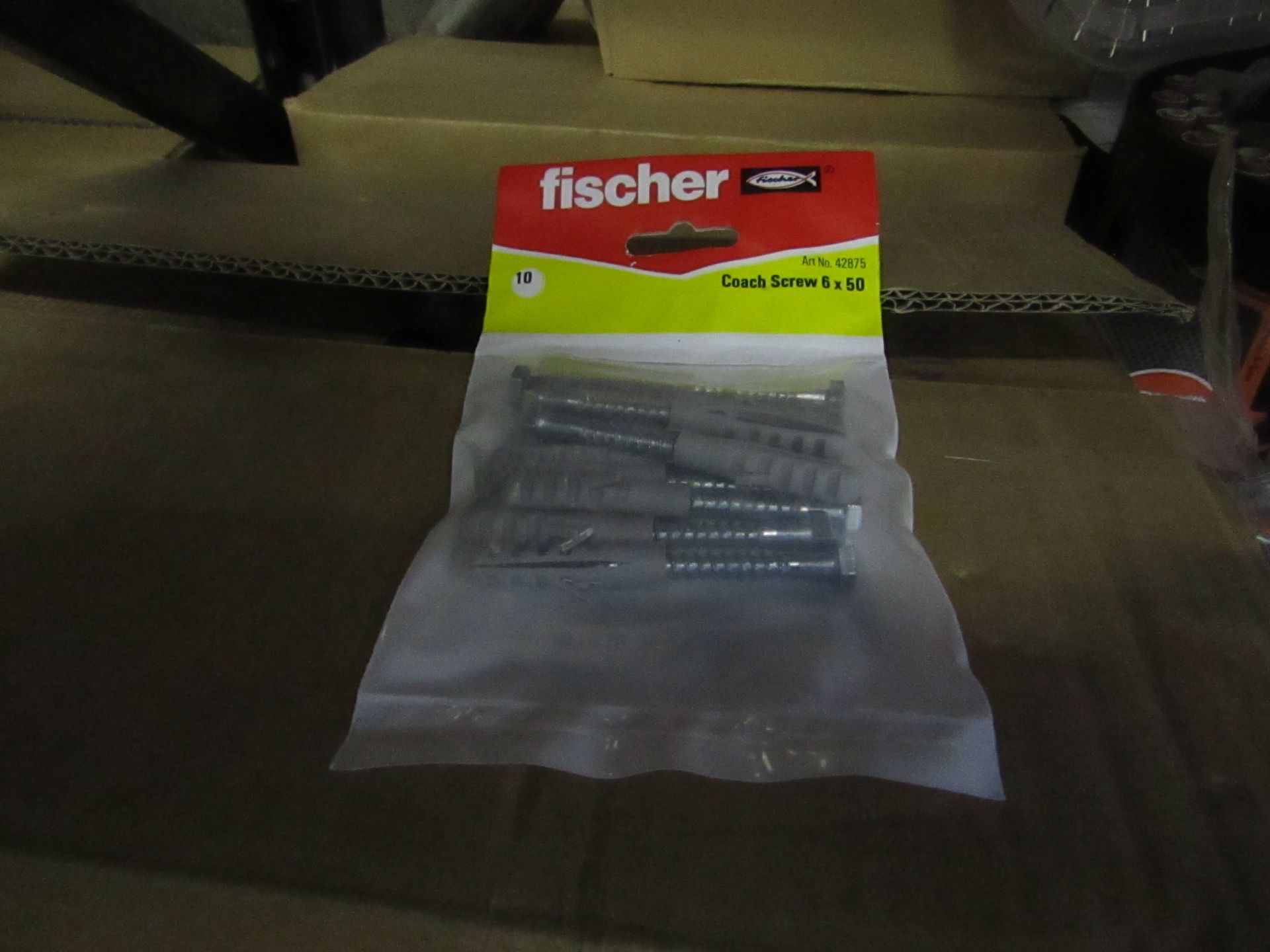 10x Fischer - Coach Screw 6 x 50 (Packs of 10) - New & Packaged.