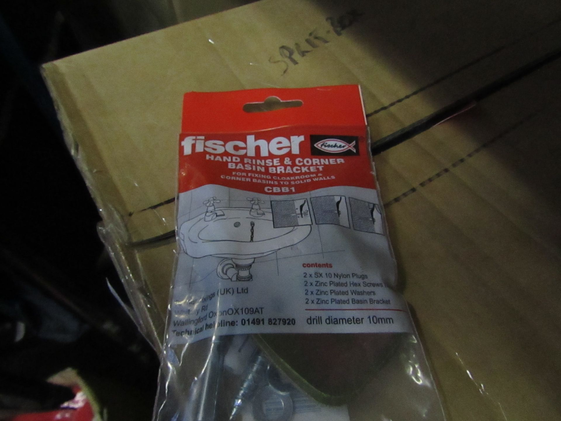 10x Fischer - Hand Rinse & Corner Basin Bracket Drill Diameter 10mm - New & Packaged.