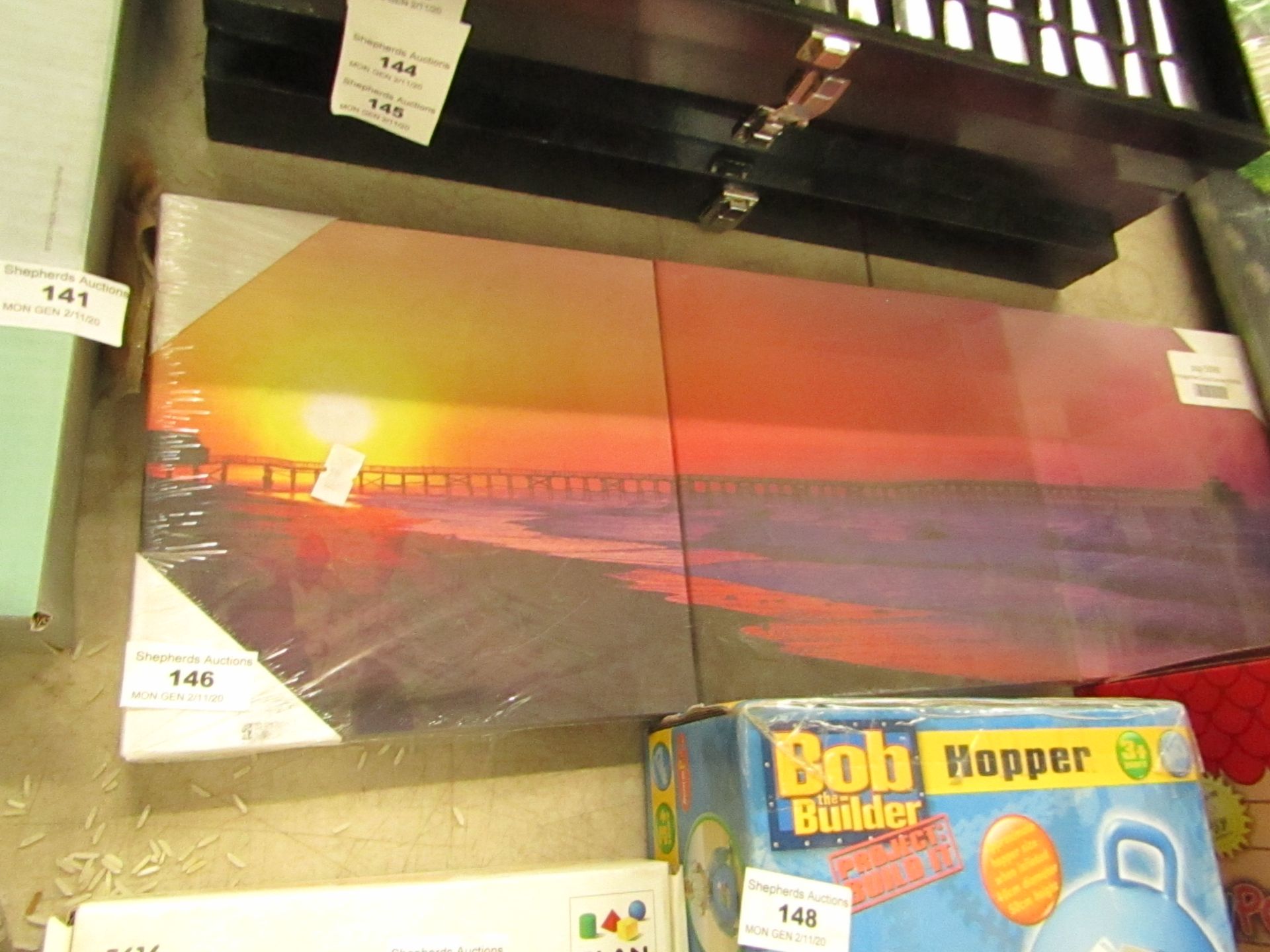 3 Bridge/Pier Sunset Canvas - 3x 20x60cm - Packaged.