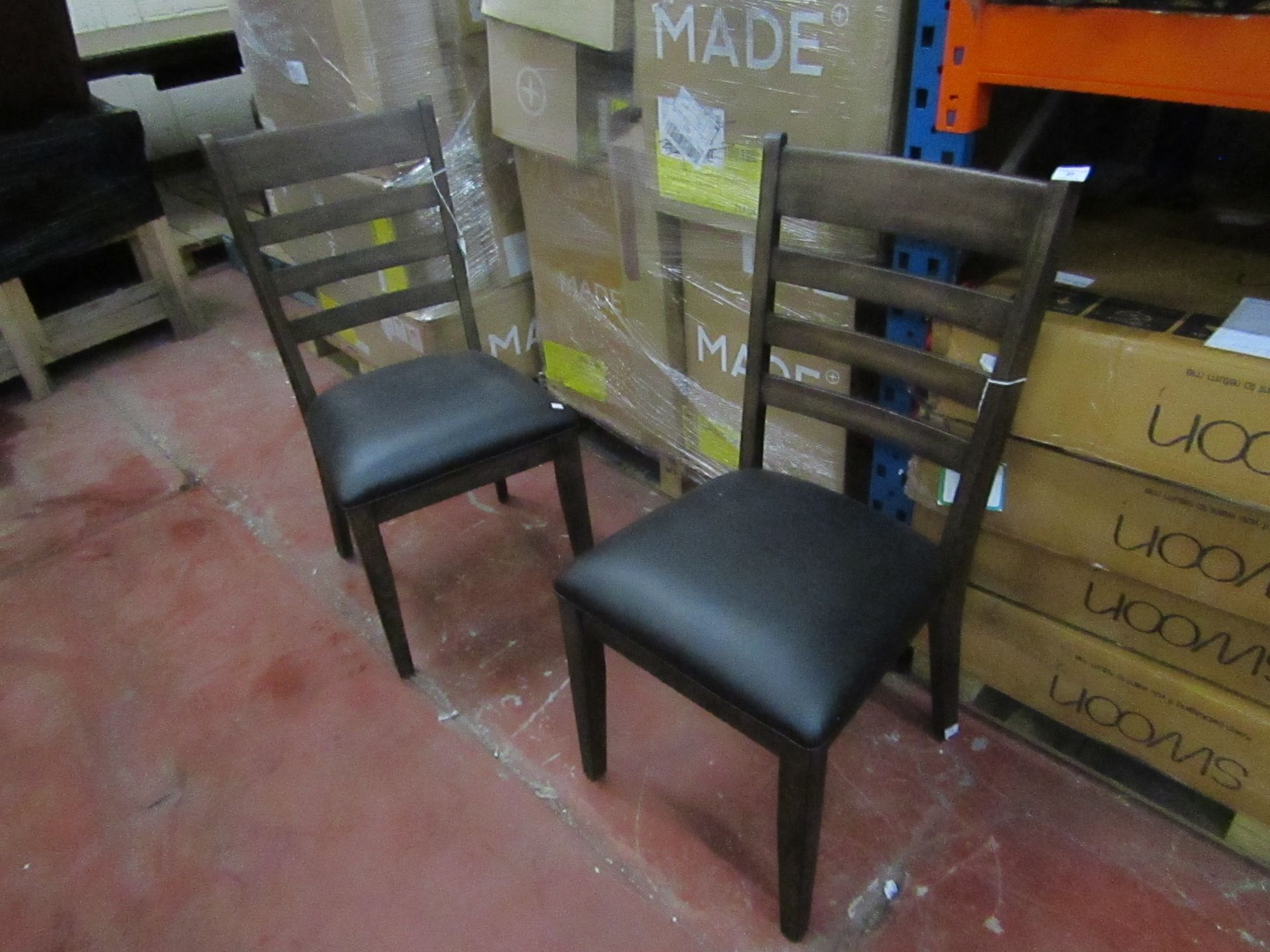 2X Bayside Furnishings Wooden dining chairs, both may have slight marks and scuffs but overall in