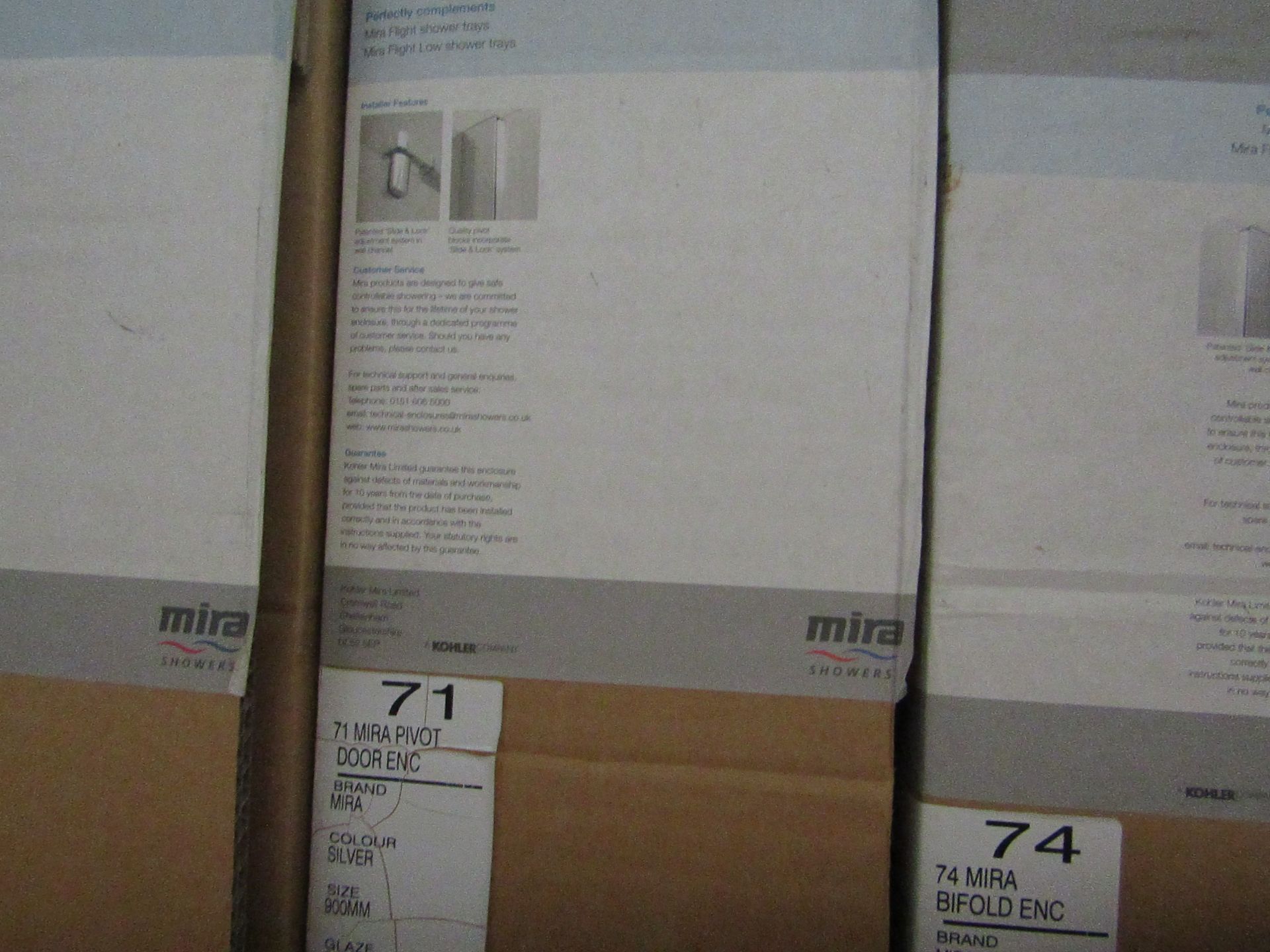 Mira 71 pivot door enc 900mm, new and boxed.