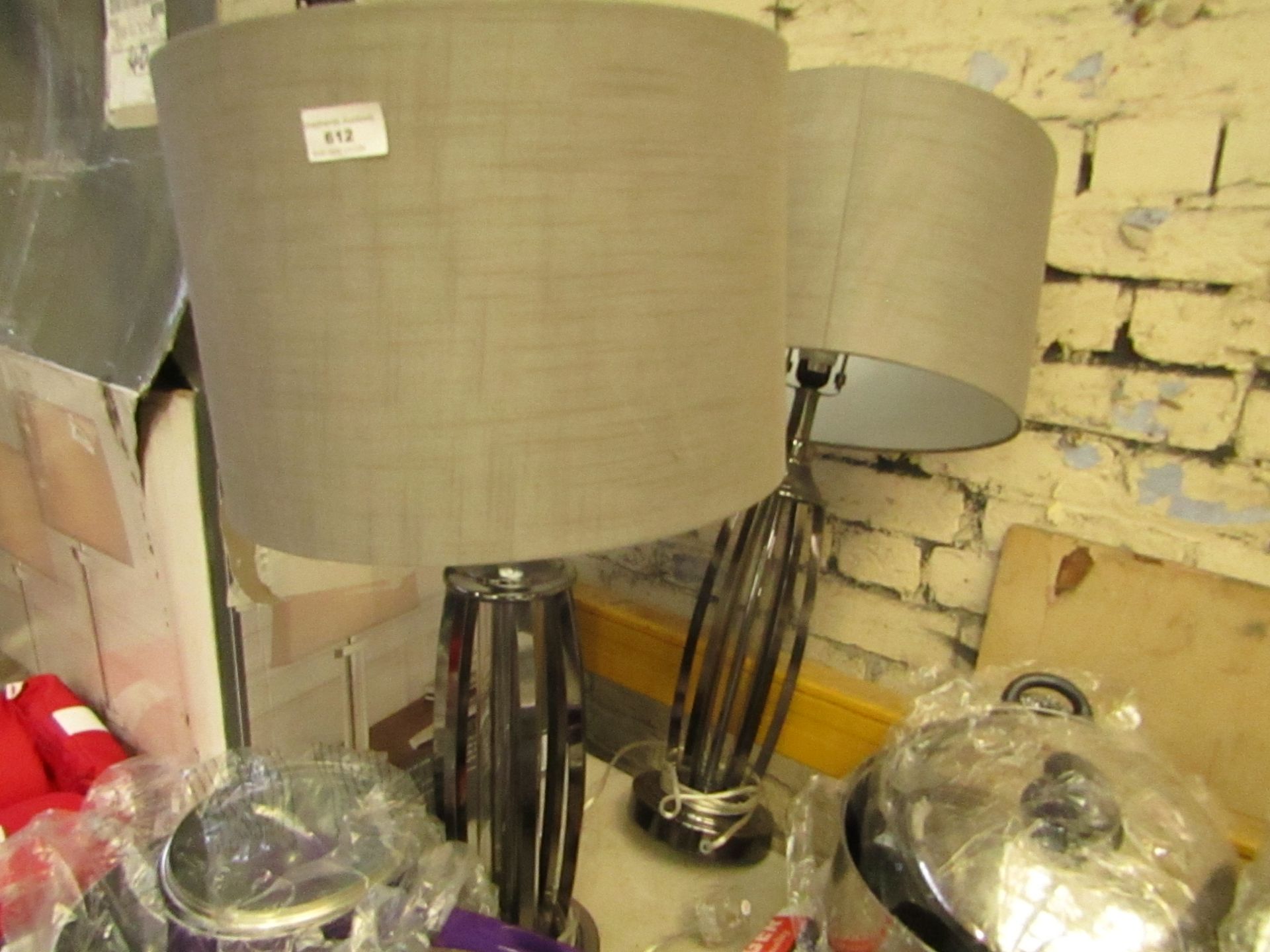 2x Costco Stainless steel table lamps, unchecked