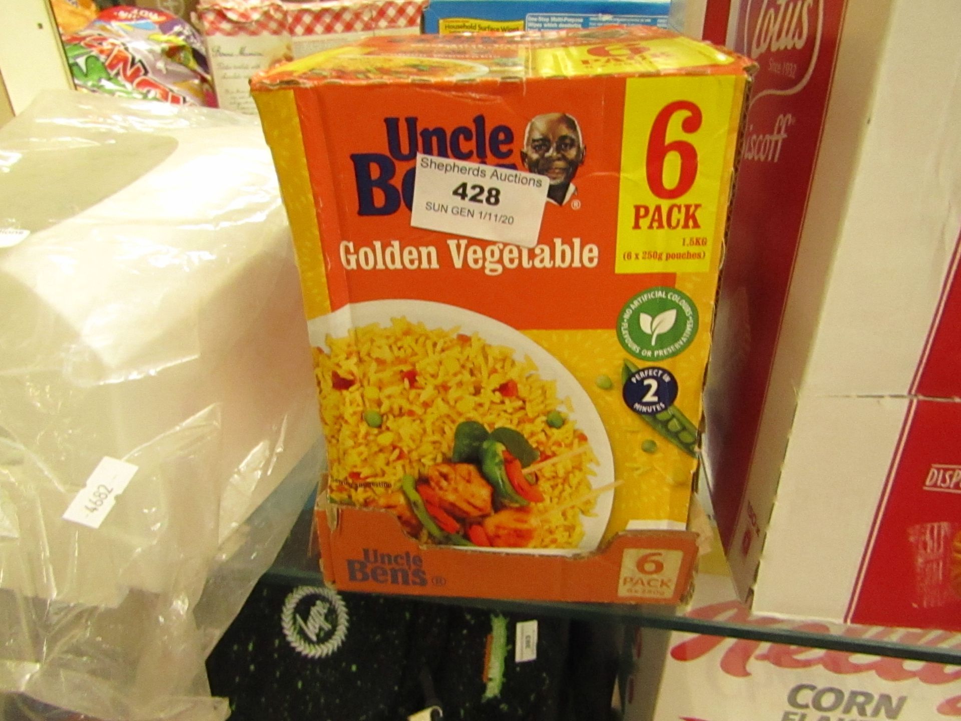 6x packs of Uncle Bens Golden Veg rice, BB 09/07/2021