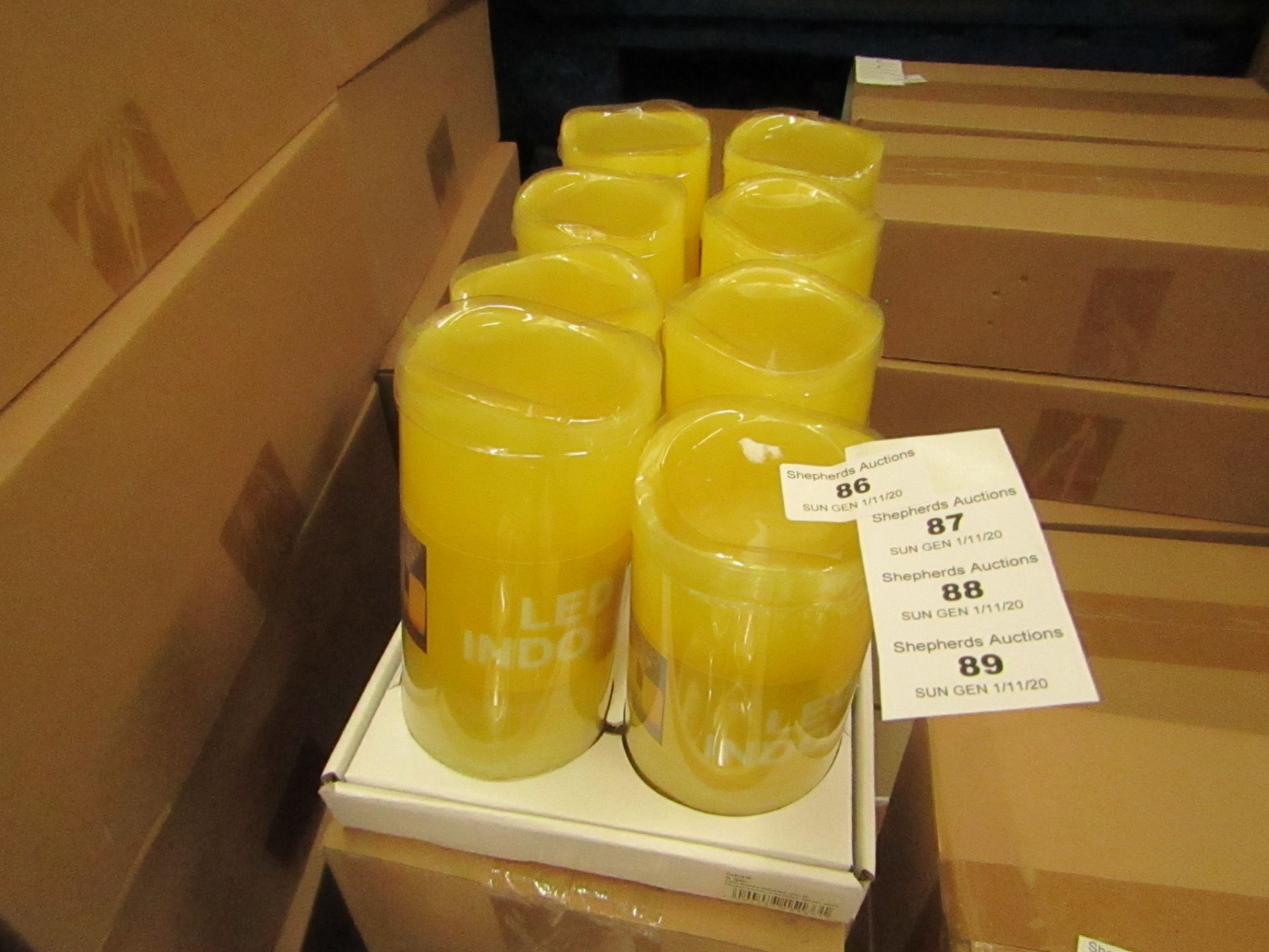 8 x LED Indoor Battery operated Candles. New & Boxed. See Image For Colour