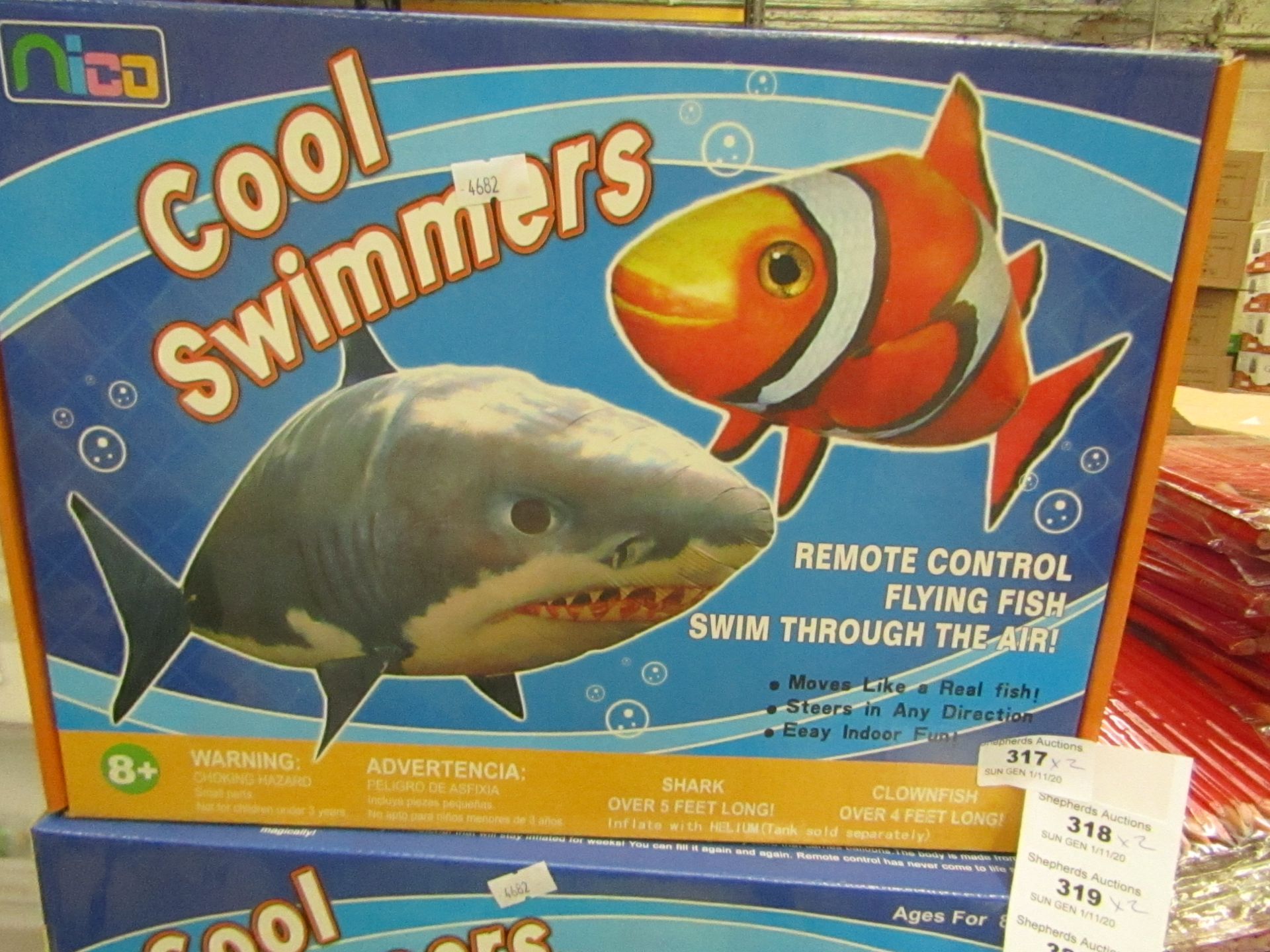 2 x Nico Cool Swimmers Remote Controlled Flying Fish. New & Boxed