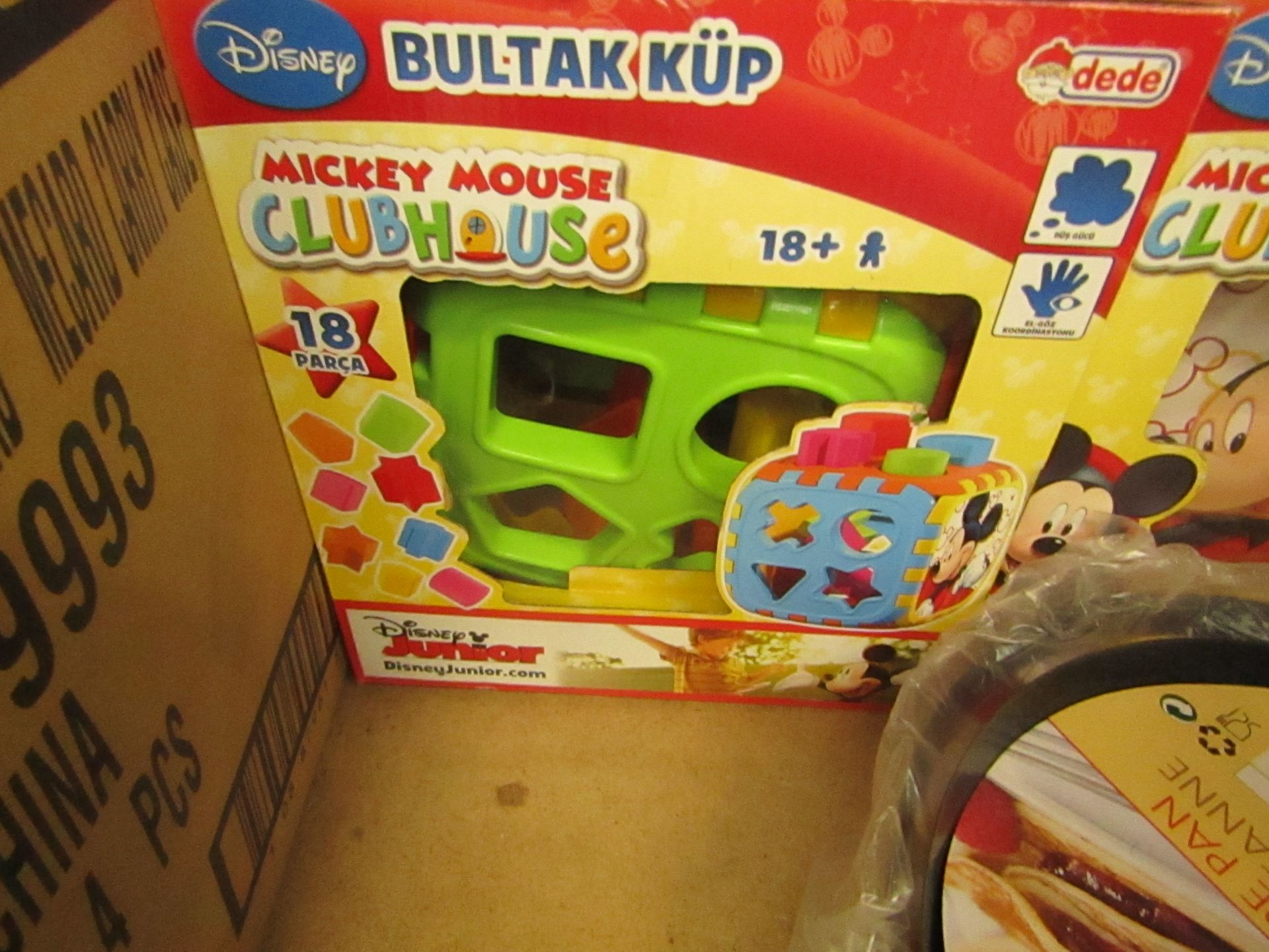 Mickey Mouse club House Shape Sorter Cubes, look unused but the packaging has a few creases and