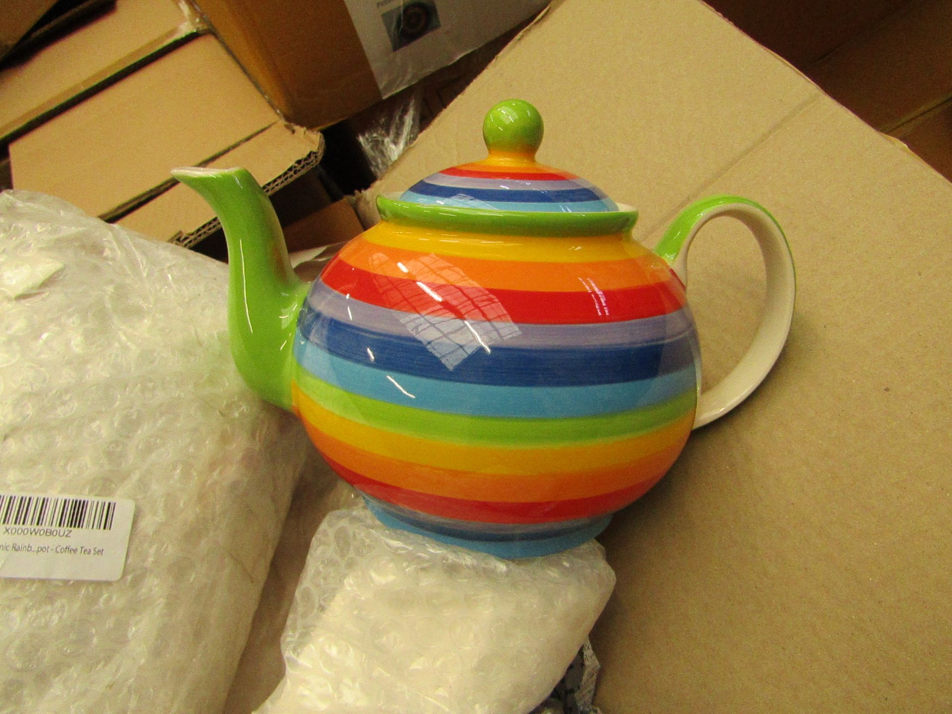 2x Large Rainbow coffee Pots, new