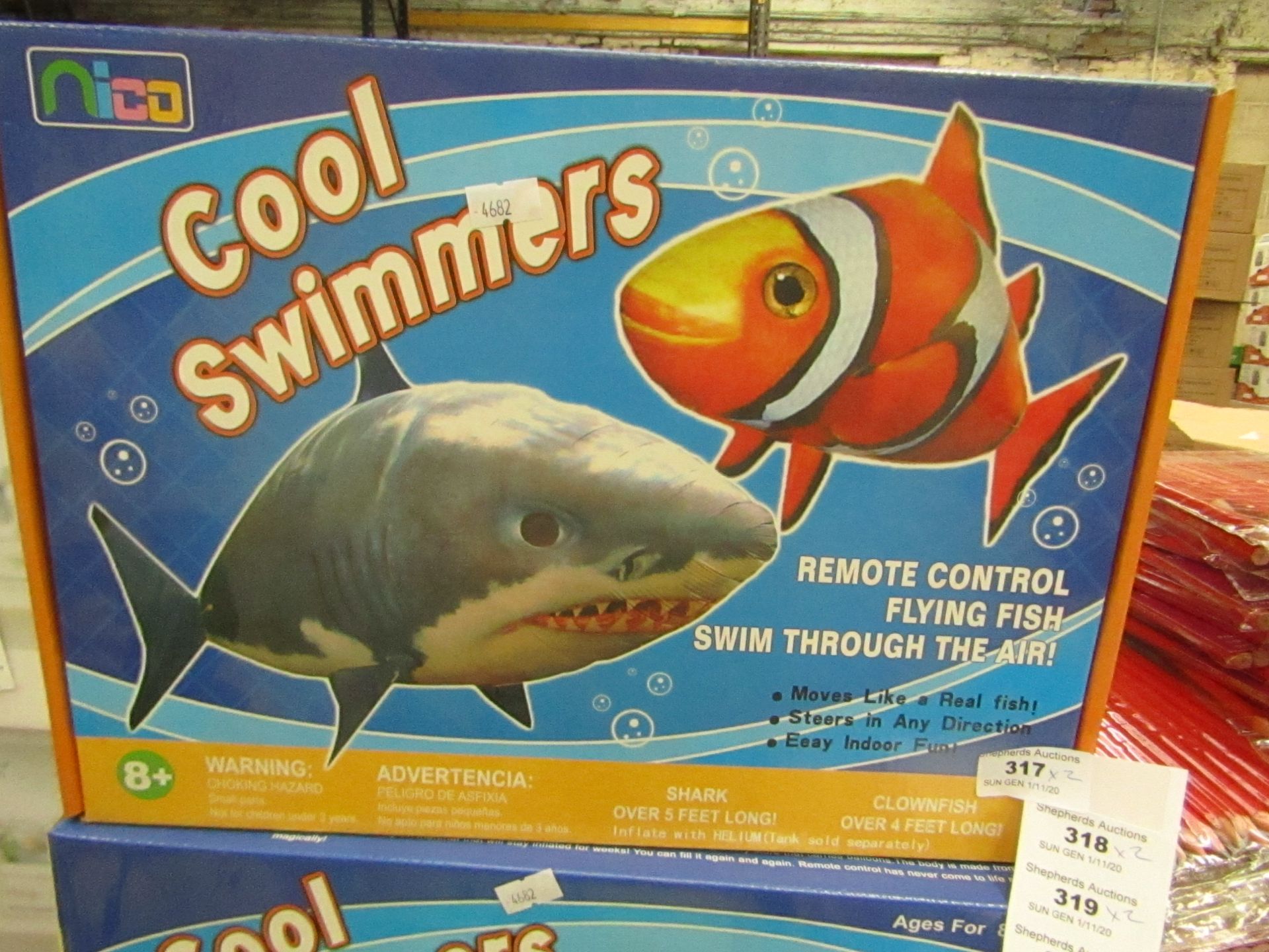 2 x Nico Cool Swimmers Remote Controlled Flying Fish. New & Boxed