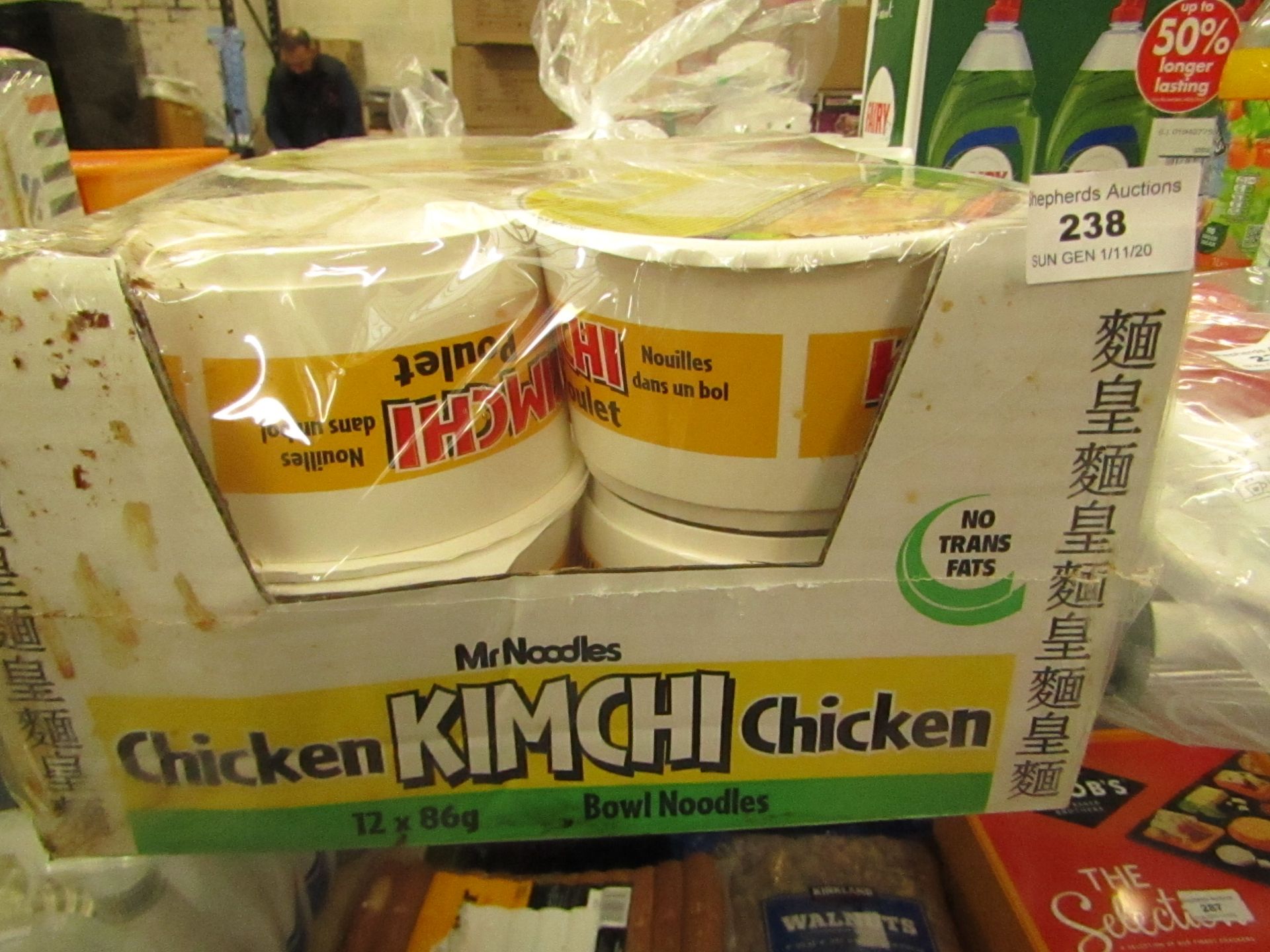 12 x 86g Mr Noodles Kimchi Chicken Noodles. BB 26/7/21