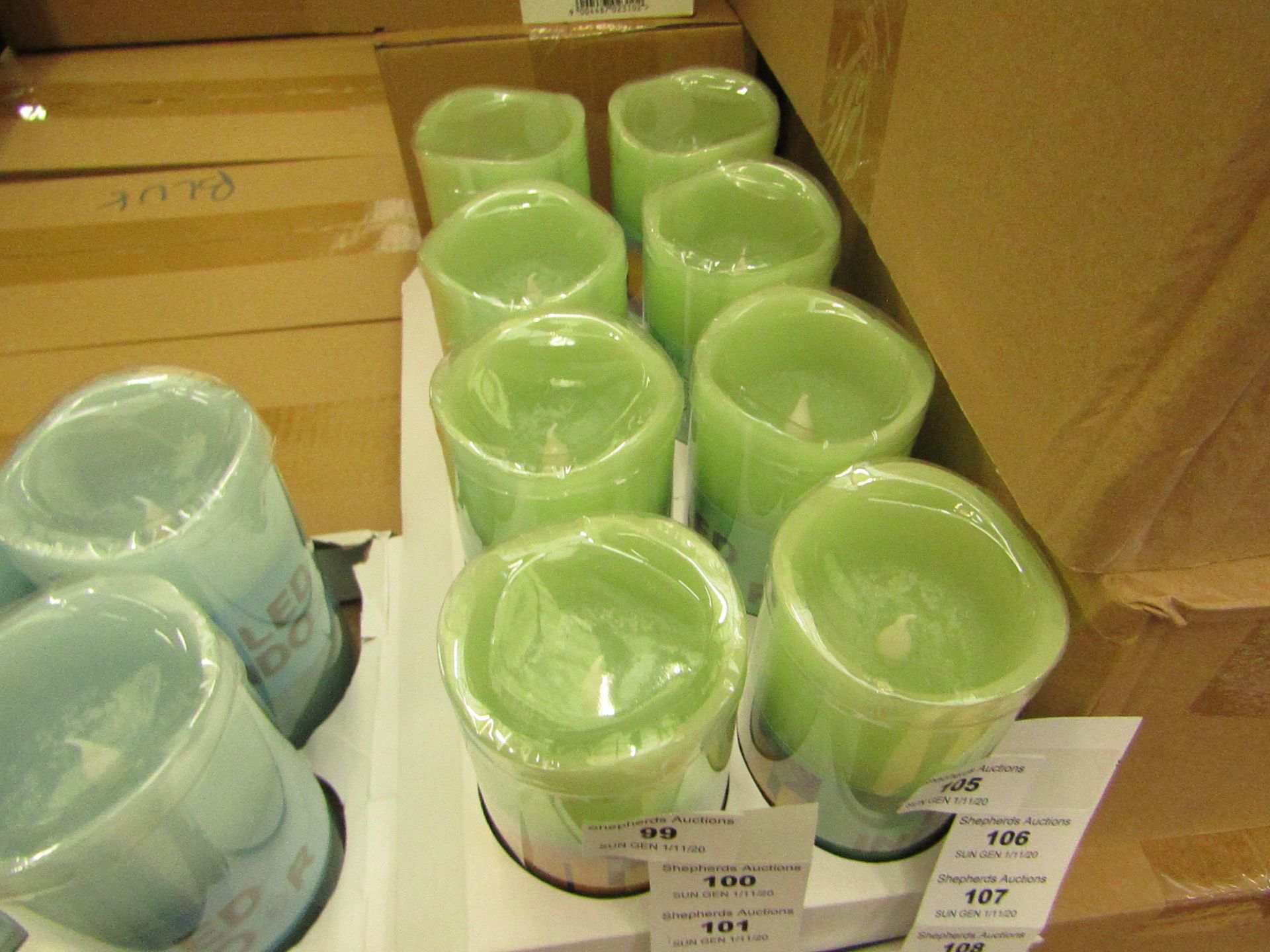 8 x LED Indoor Battery operated Candles. New & Boxed. See Image For Colour