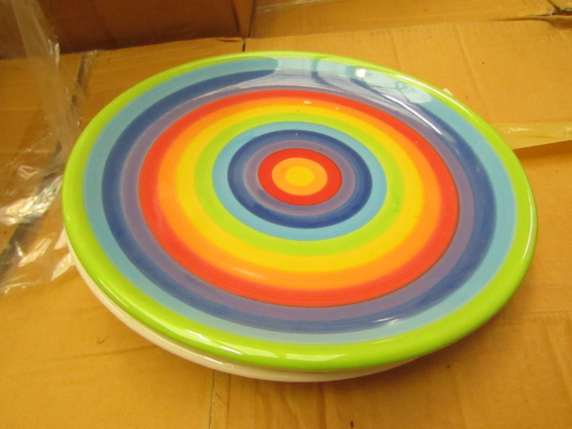 8x Rainbow dinner plate , new