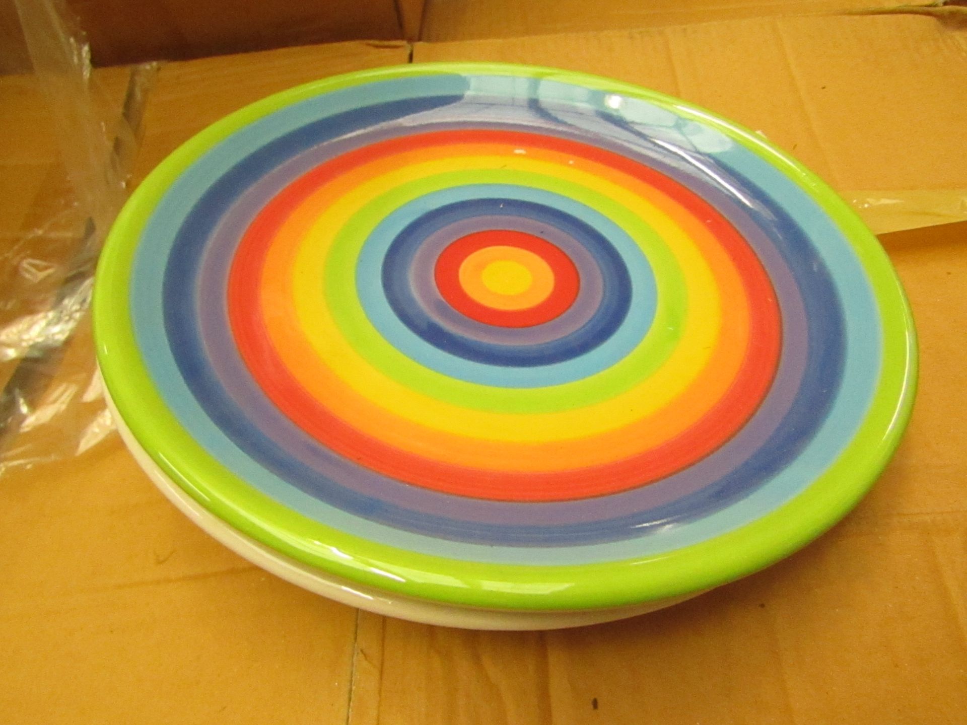 8x Rainbow dinner plate , new