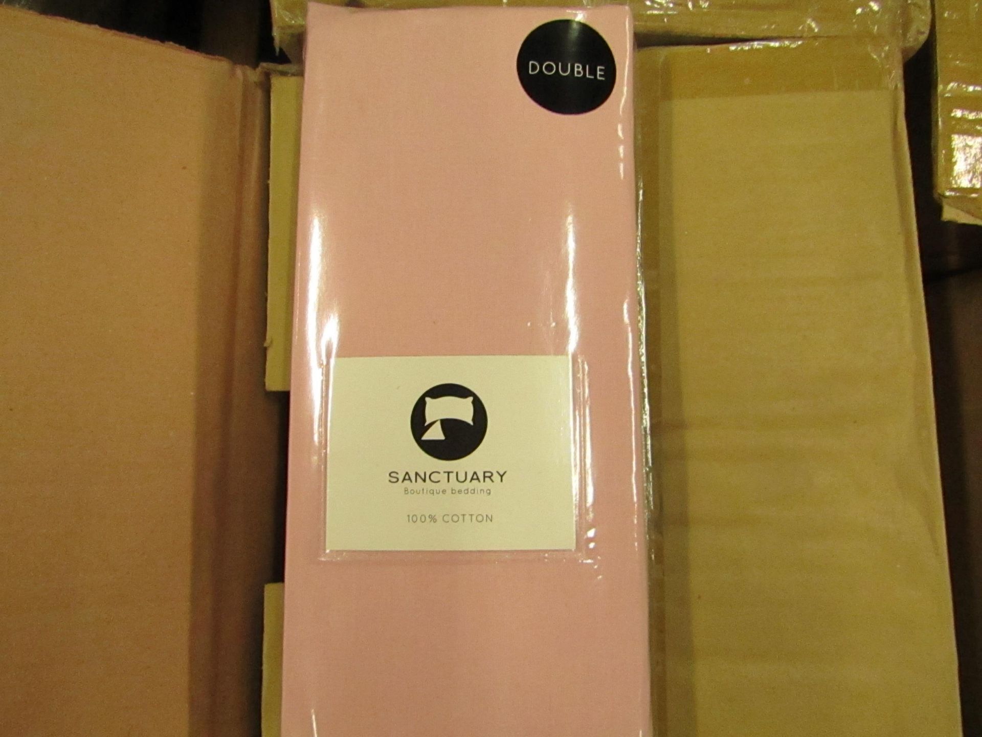 Sanctuary Double Blush Fitted Sheet. New & Packaged