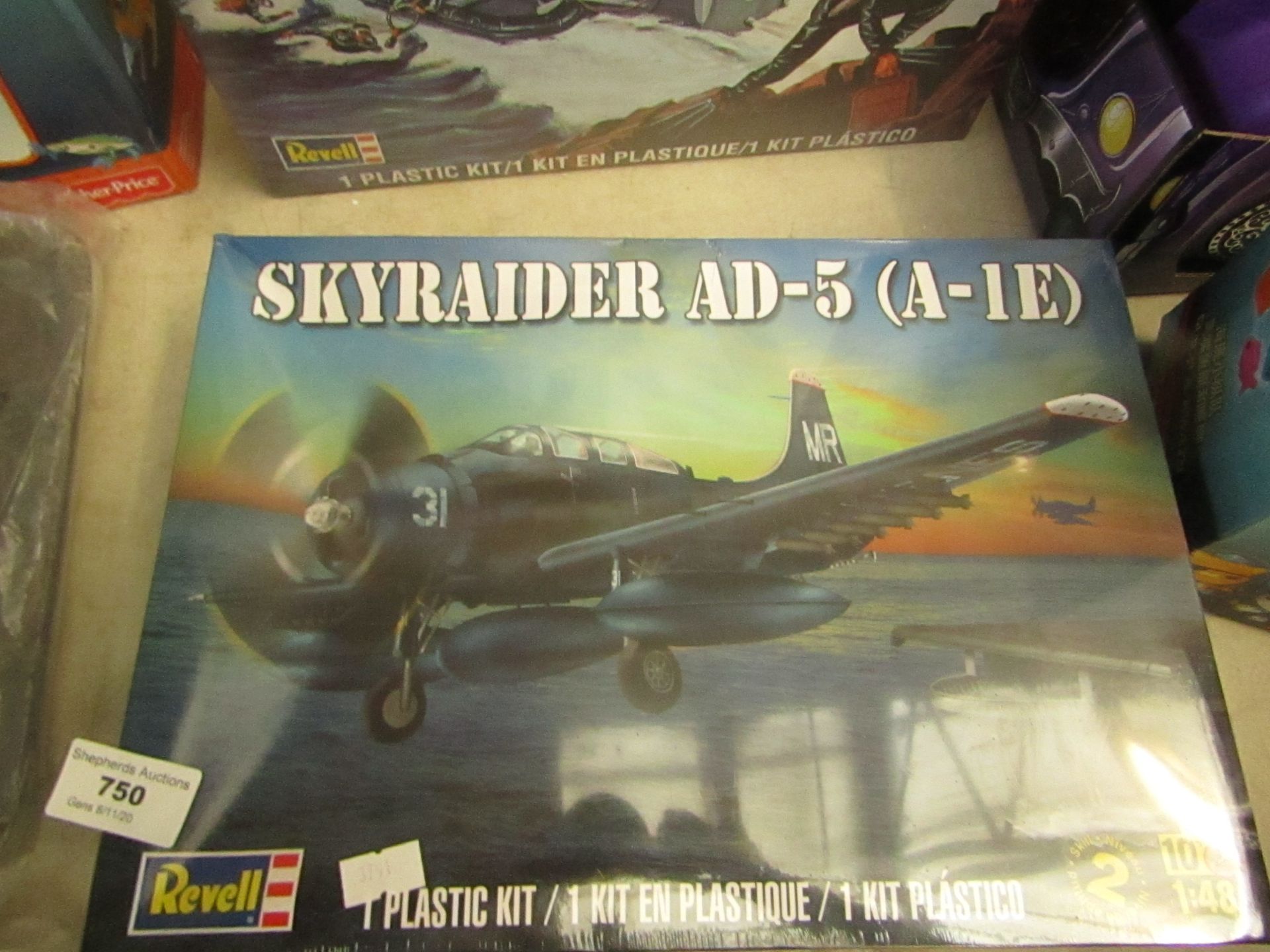 Revell Skyraider AD-5 palane model kit, still selaed but the box is slightly damaged