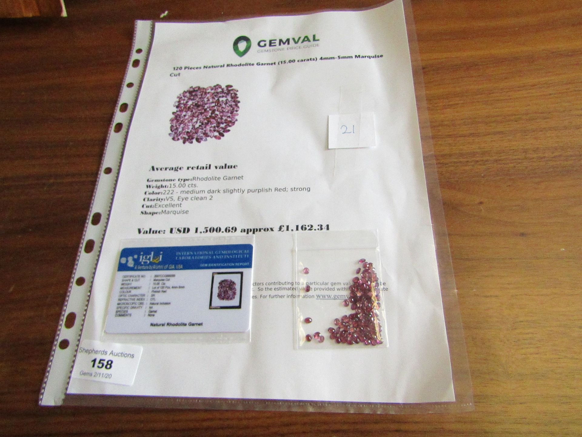 Natural Rhodalite Garnets - 15.00 carats - 120 pieces - average retail value £ 1,162.34 - Image 2 of 2
