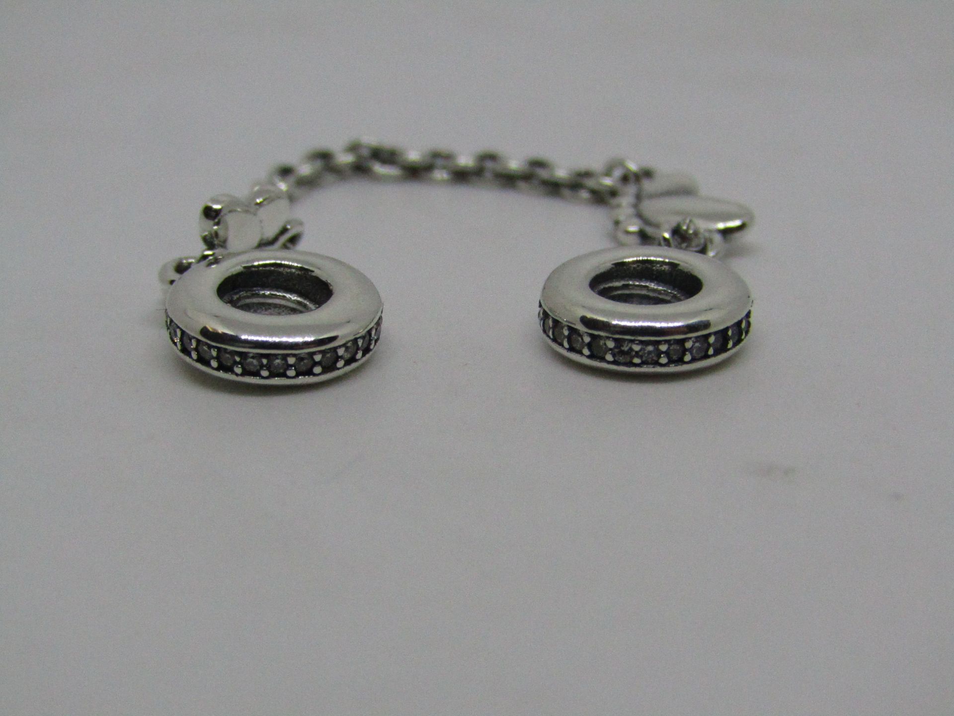 Pandora Safety chain linked charms, new with presentation bag.