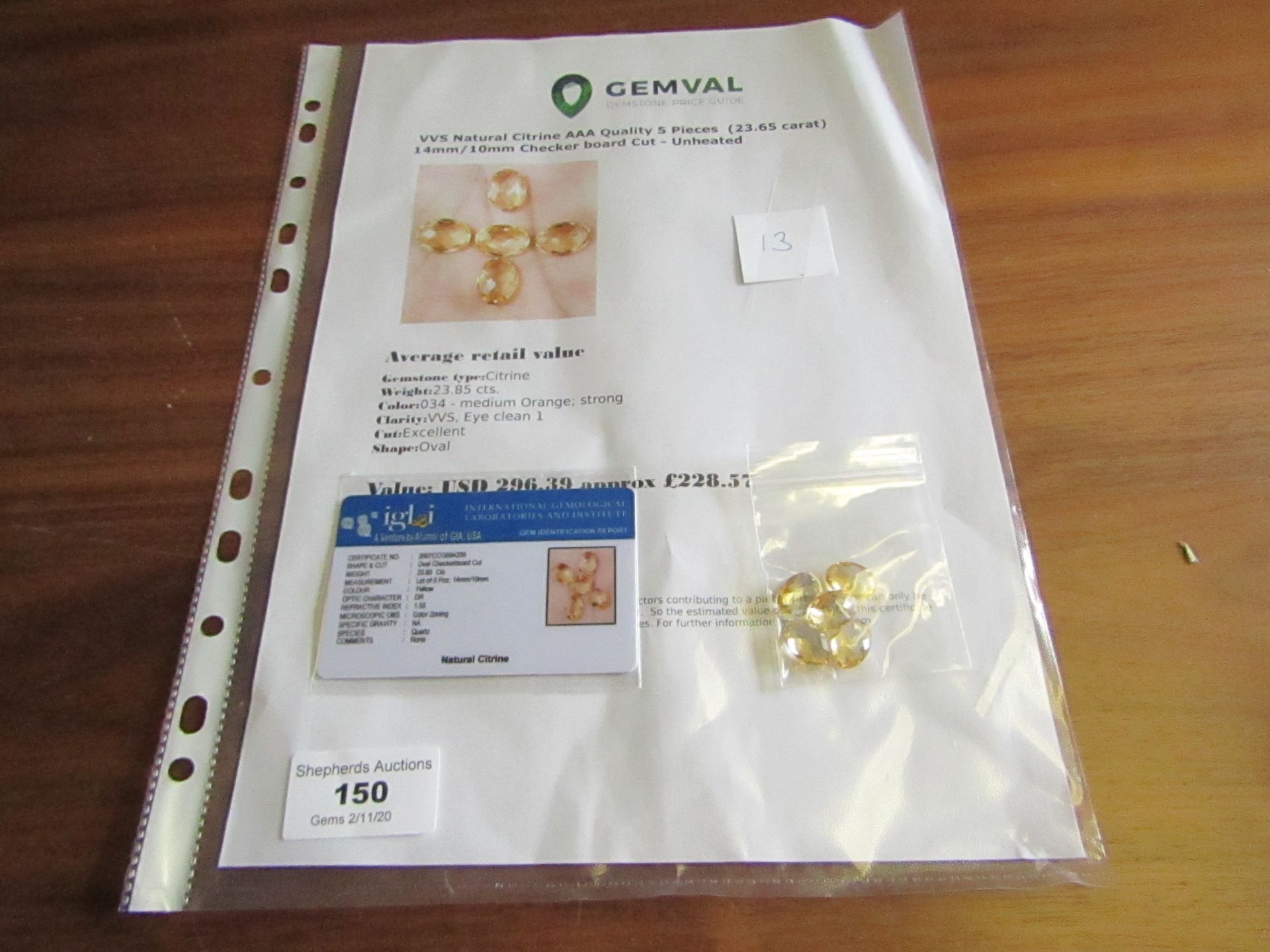 Natural Citrine - 23.65 carats - 5 pieces - Clarity VVS - average retail value £ 228.57 - Image 2 of 2