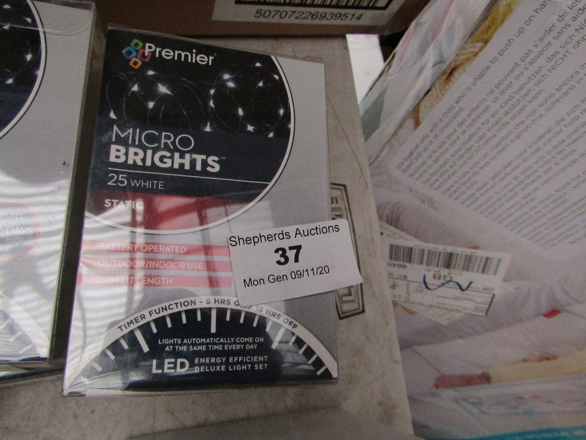 6x Premier - Micro Lights Static 25 White Lights (Battery Operated) - All Boxed.