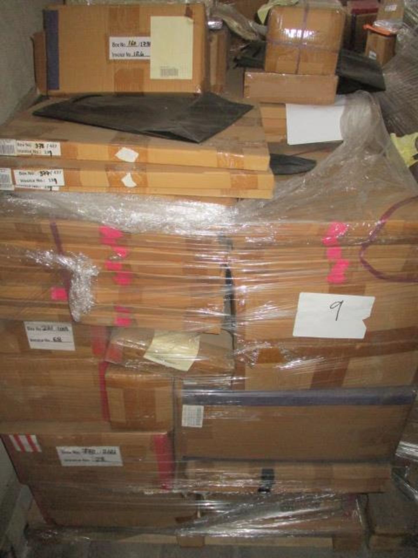 9 x Pallet as seen , will contain a variety of assorted packaging items , unmanifested . See lot 0