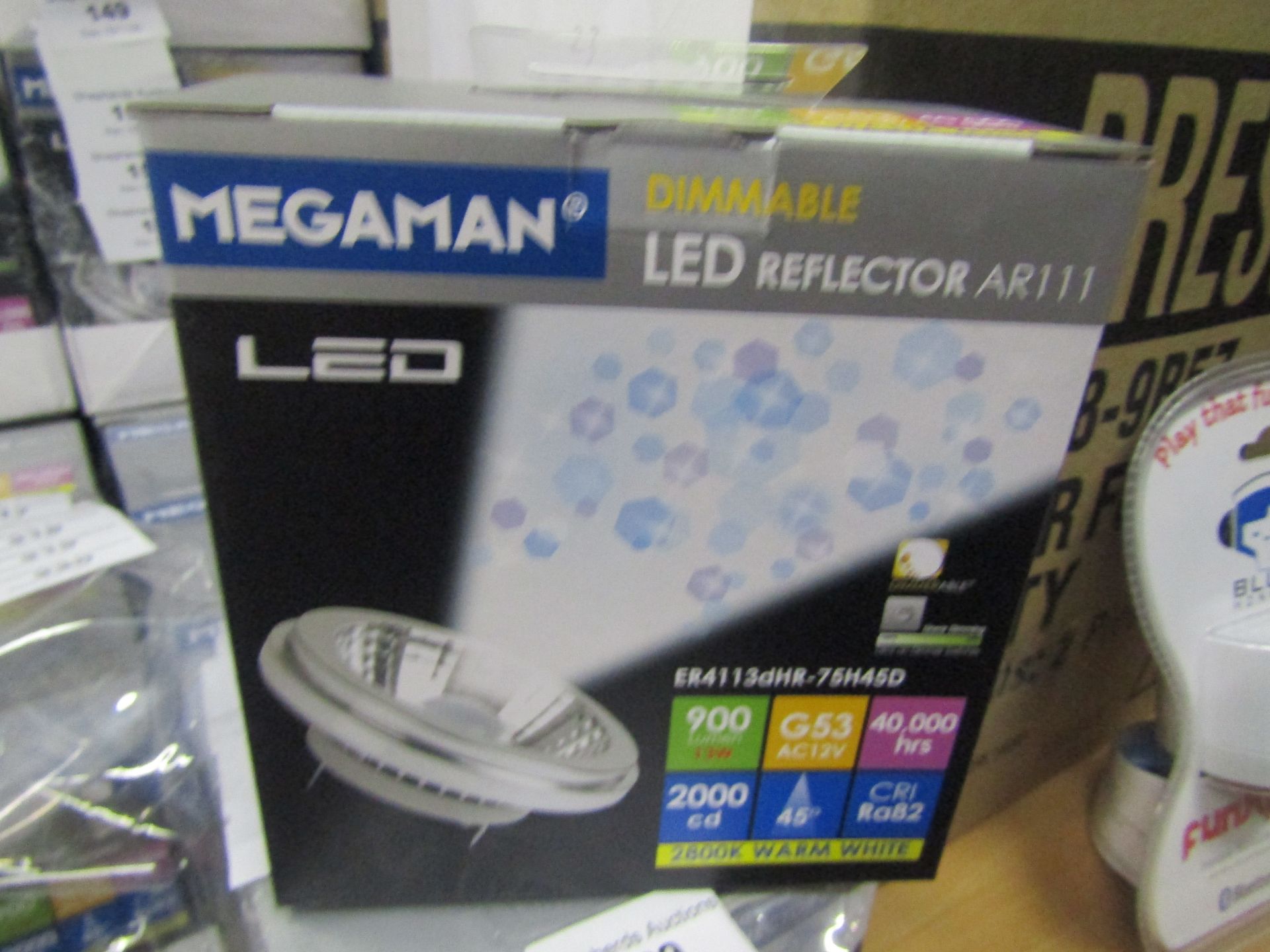 Megaman LED reflector AR111 light bulb, new and boxed. G53 / 40,000Hrs / 630 Lumens