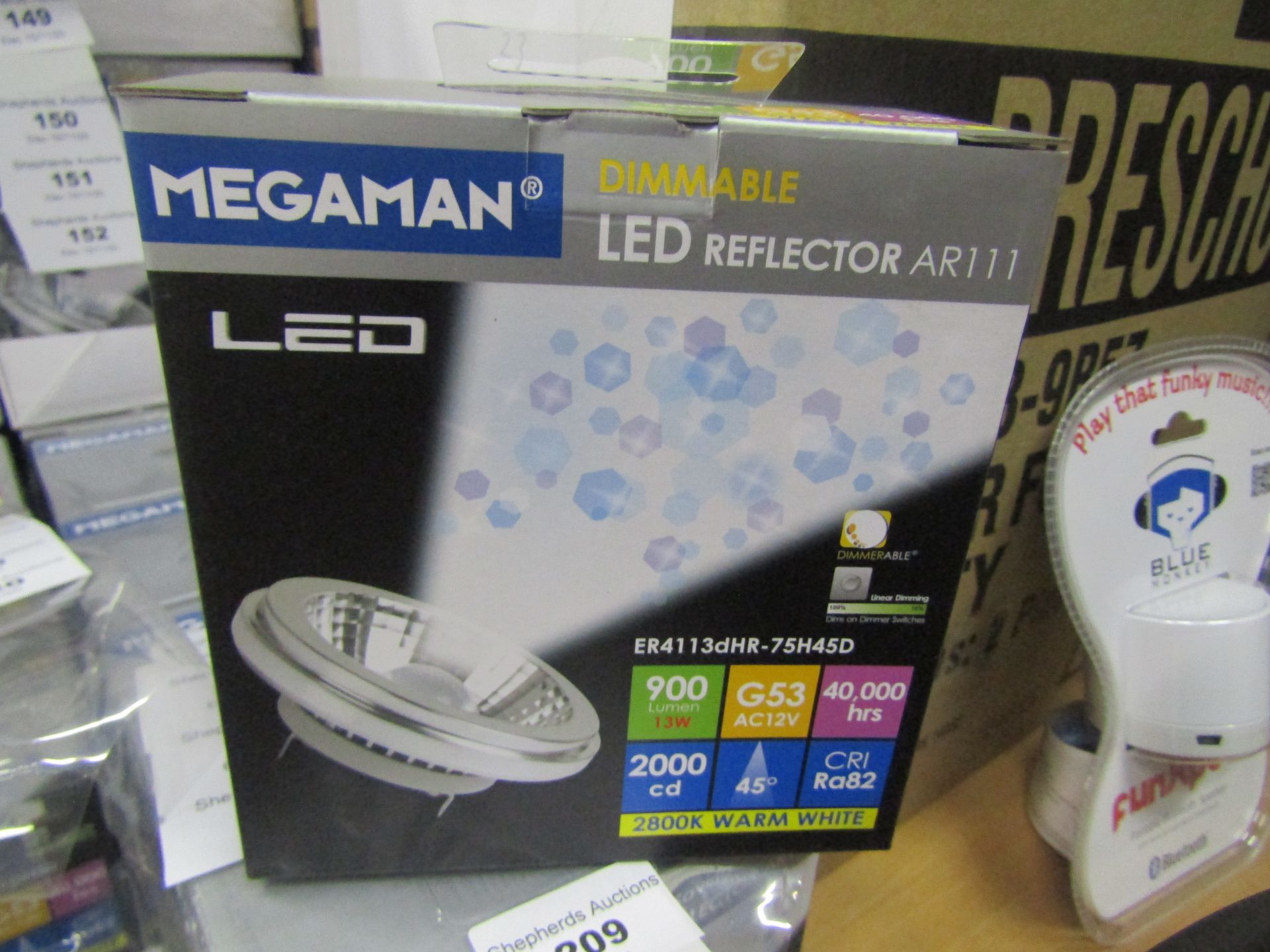 Megaman LED reflector AR111 light bulb, new and boxed. G53 / 40,000Hrs / 630 Lumens