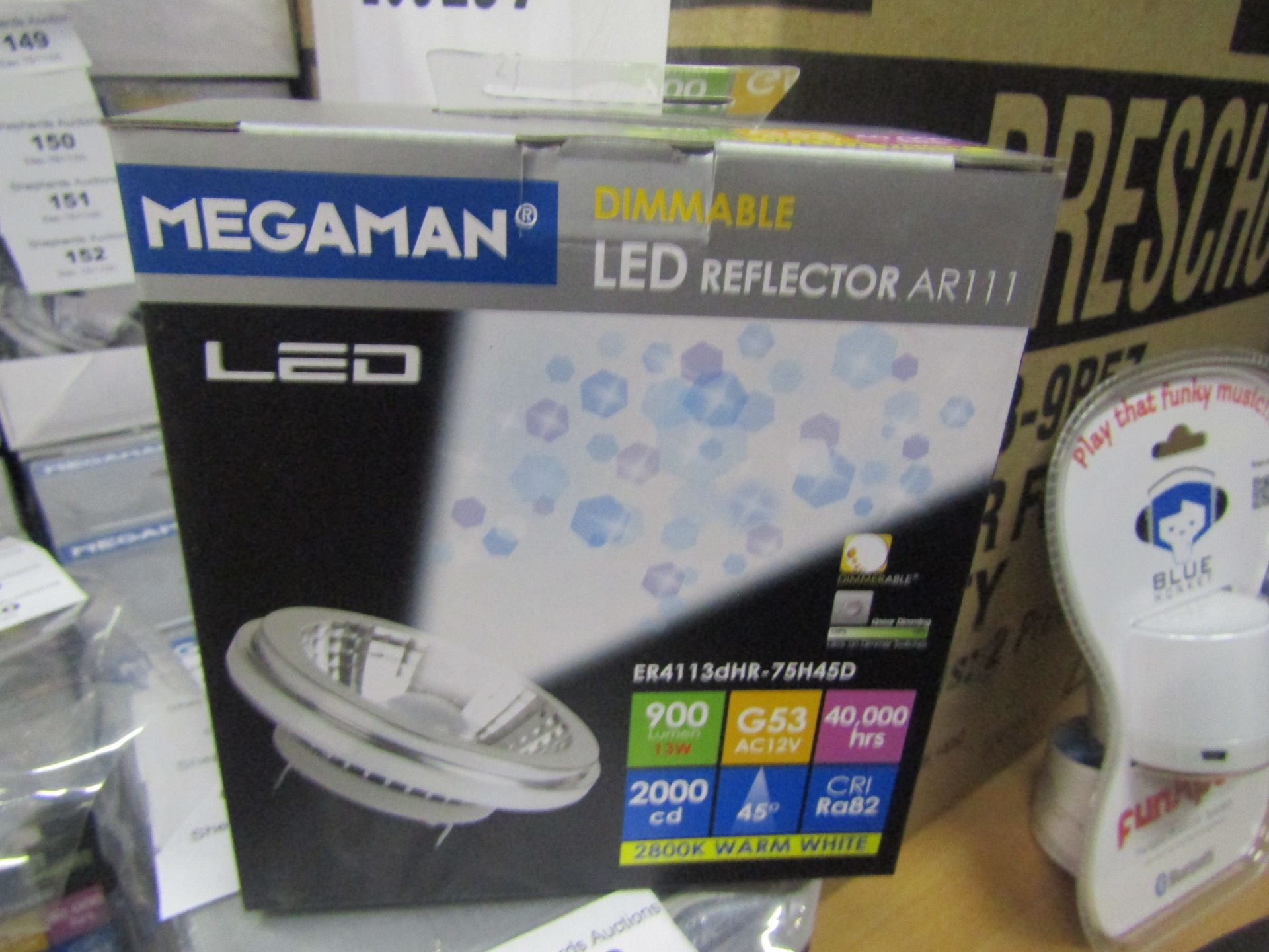 Megaman LED reflector AR111 light bulb, new and boxed. G53 / 40,000Hrs / 630 Lumens