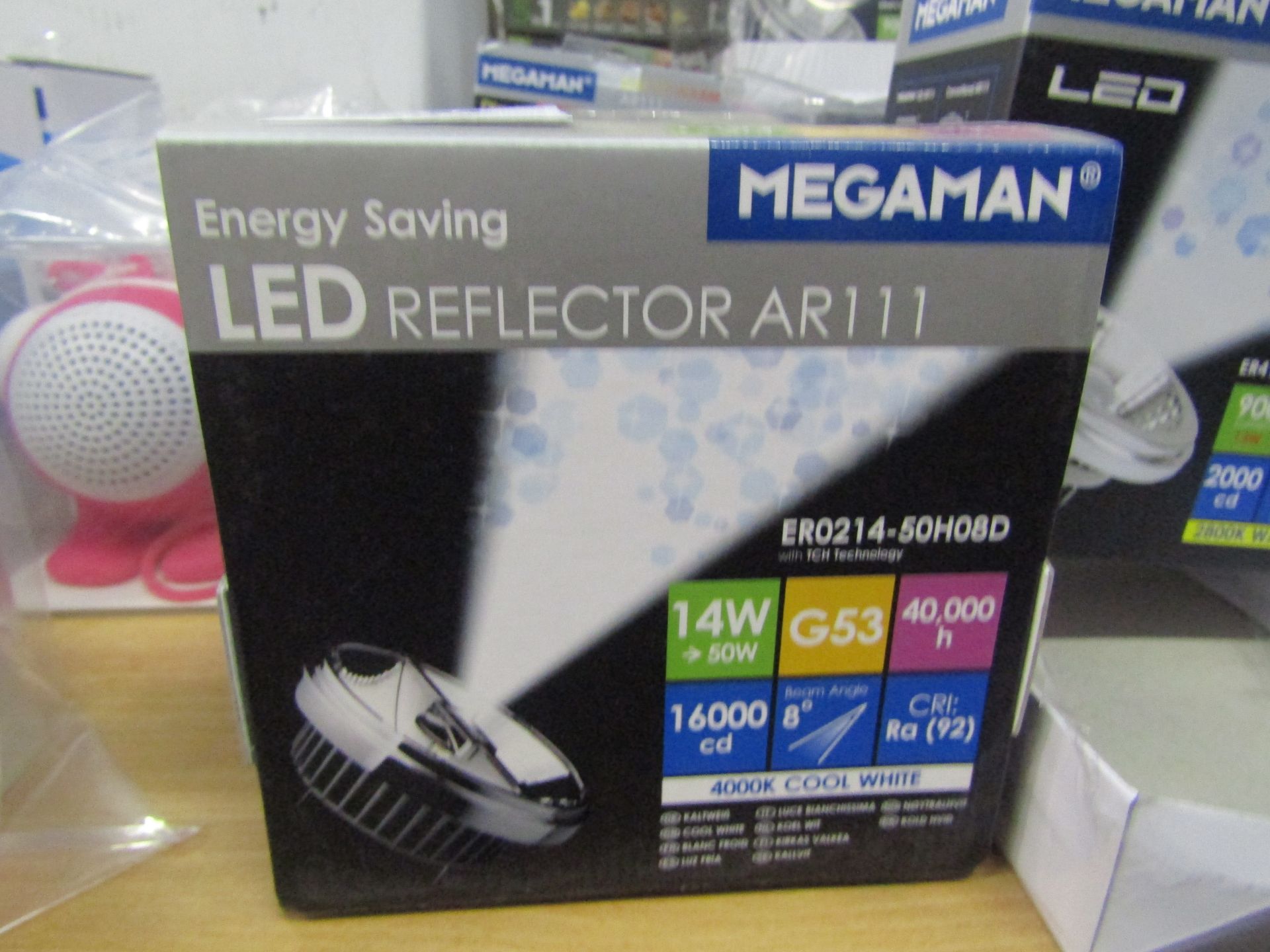 Megaman LED reflector AR111 light bulb, new and boxed. G53 / 40,000Hrs / 630 Lumens