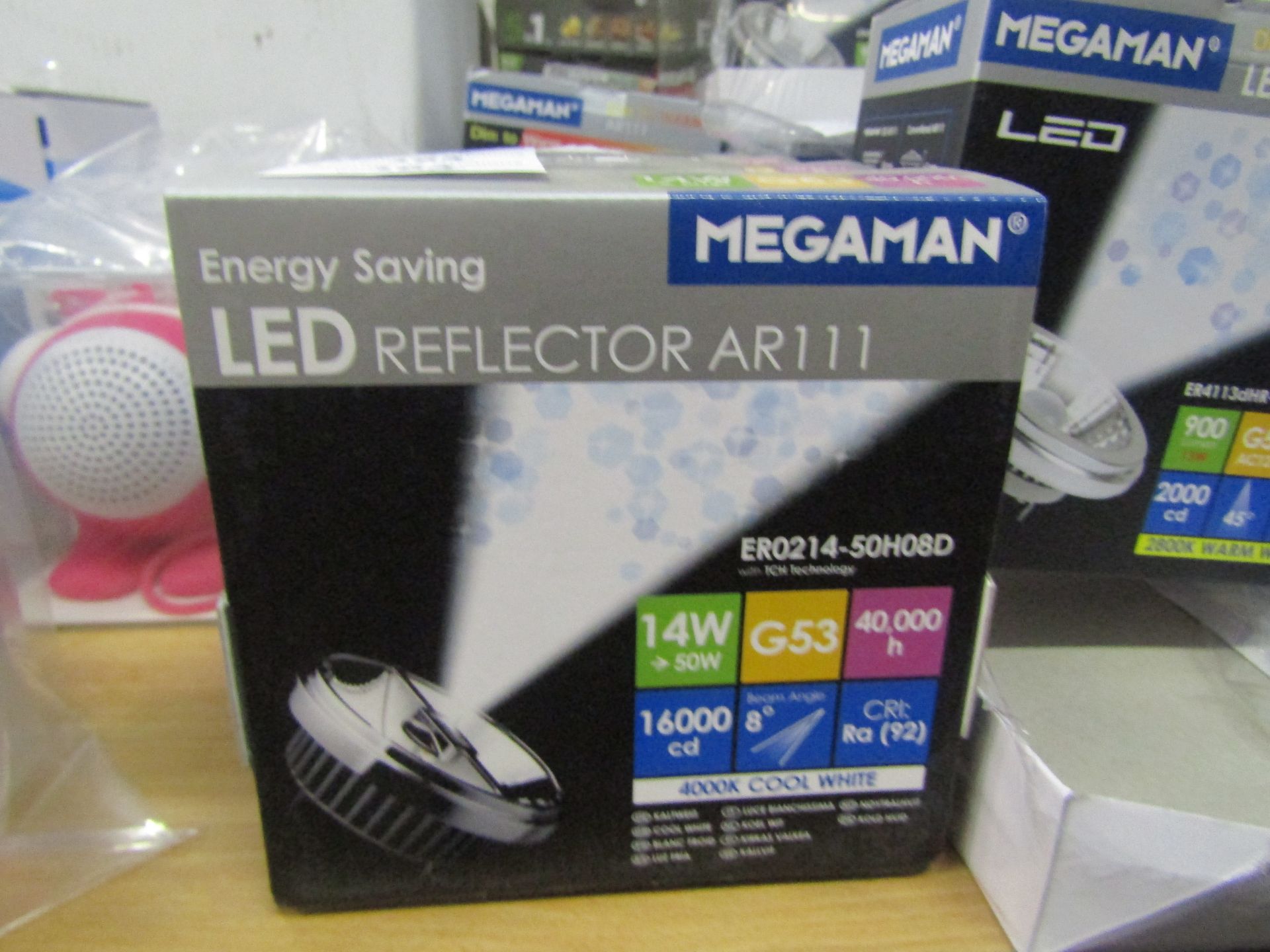 Megaman LED reflector AR111 light bulb, new and boxed. G53 / 40,000Hrs / 630 Lumens