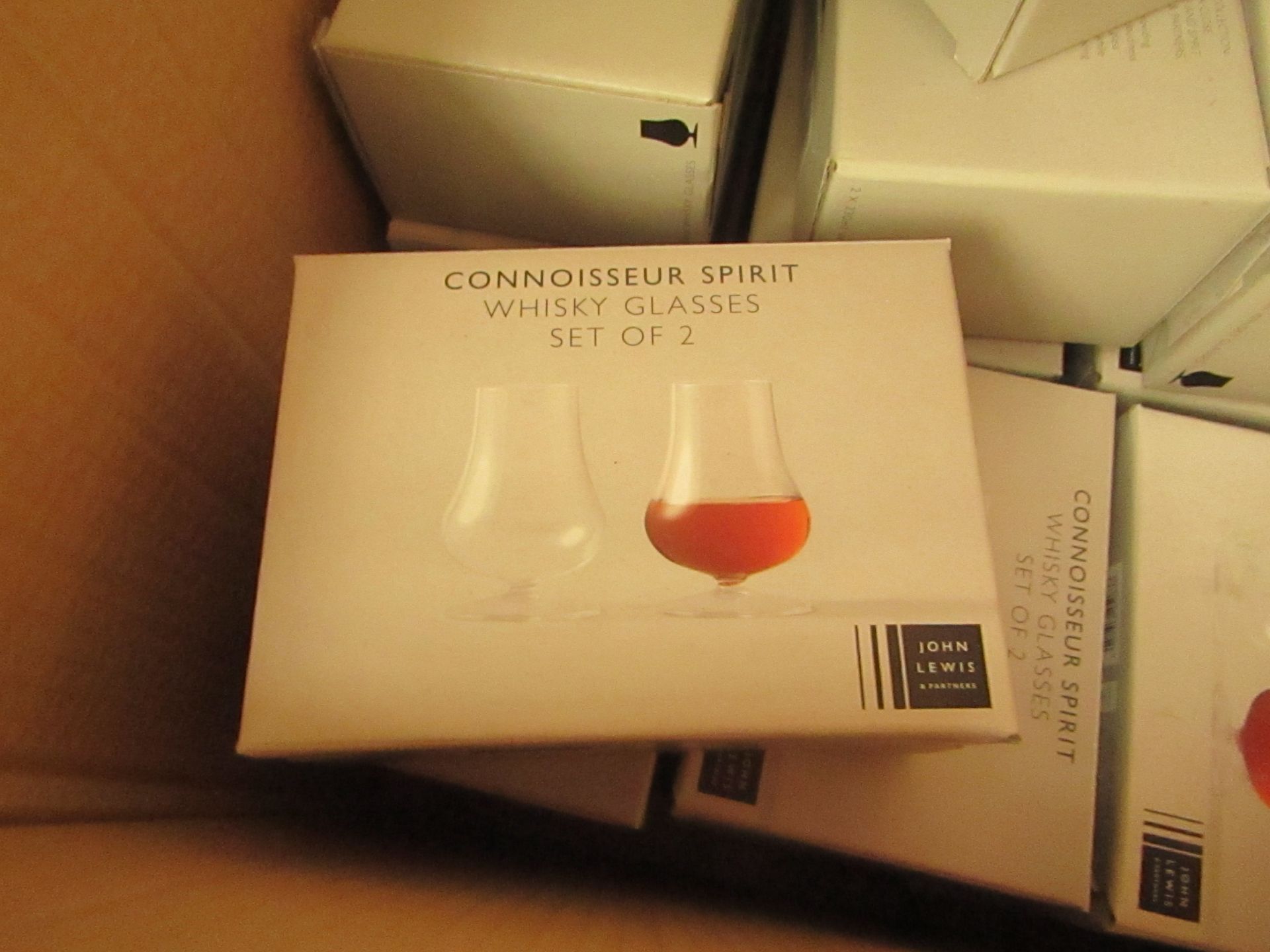 Box of 2 John Lewis Connoisseur Whiskey glasses. New & Boxed